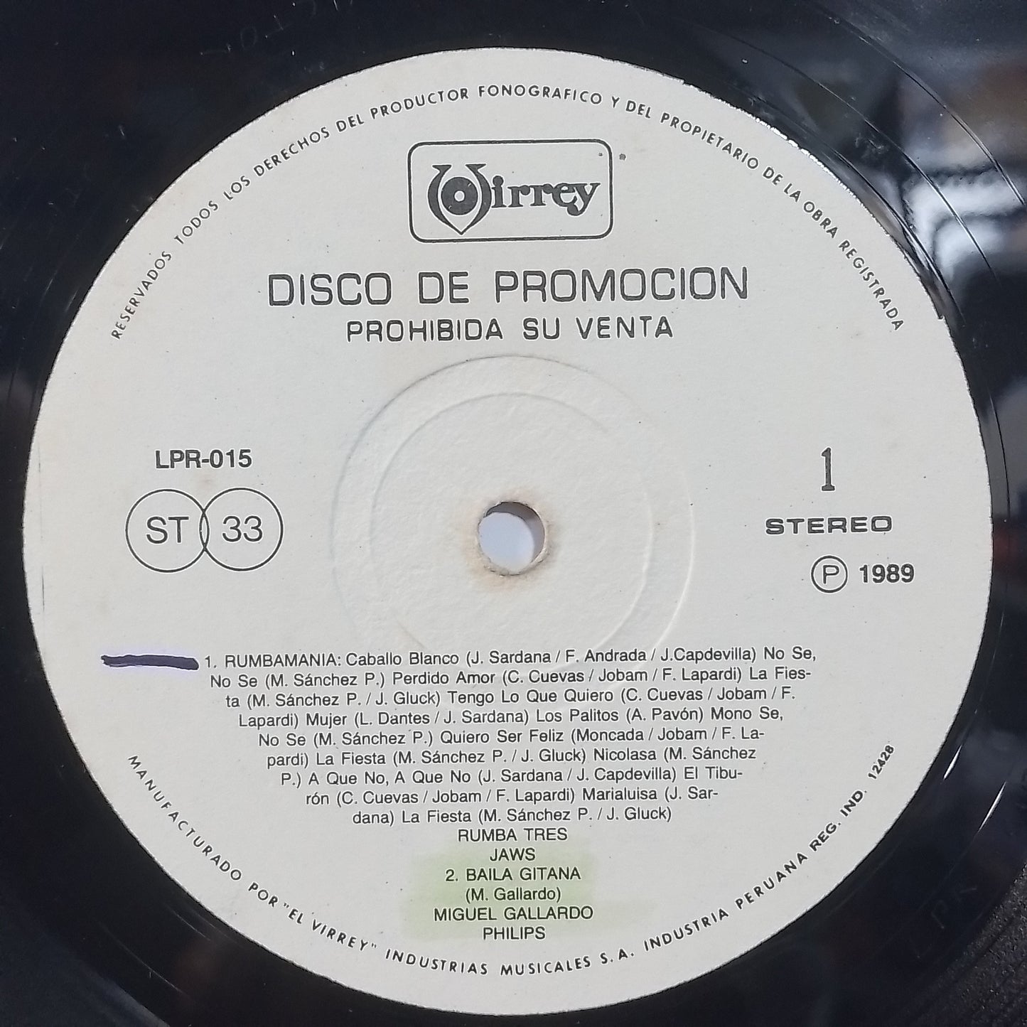 lp Disco De Promocion virrey LPR-015 rumbamania rocio banquells ana belen varios made peru 1989 promocional latin Electronic pop
