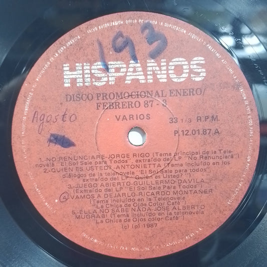 lp Disco Promocional Enero Febrero 87 - 3 flans ricardo montaner jorge rigo varios made peru 1987 promocional latin Electronic pop