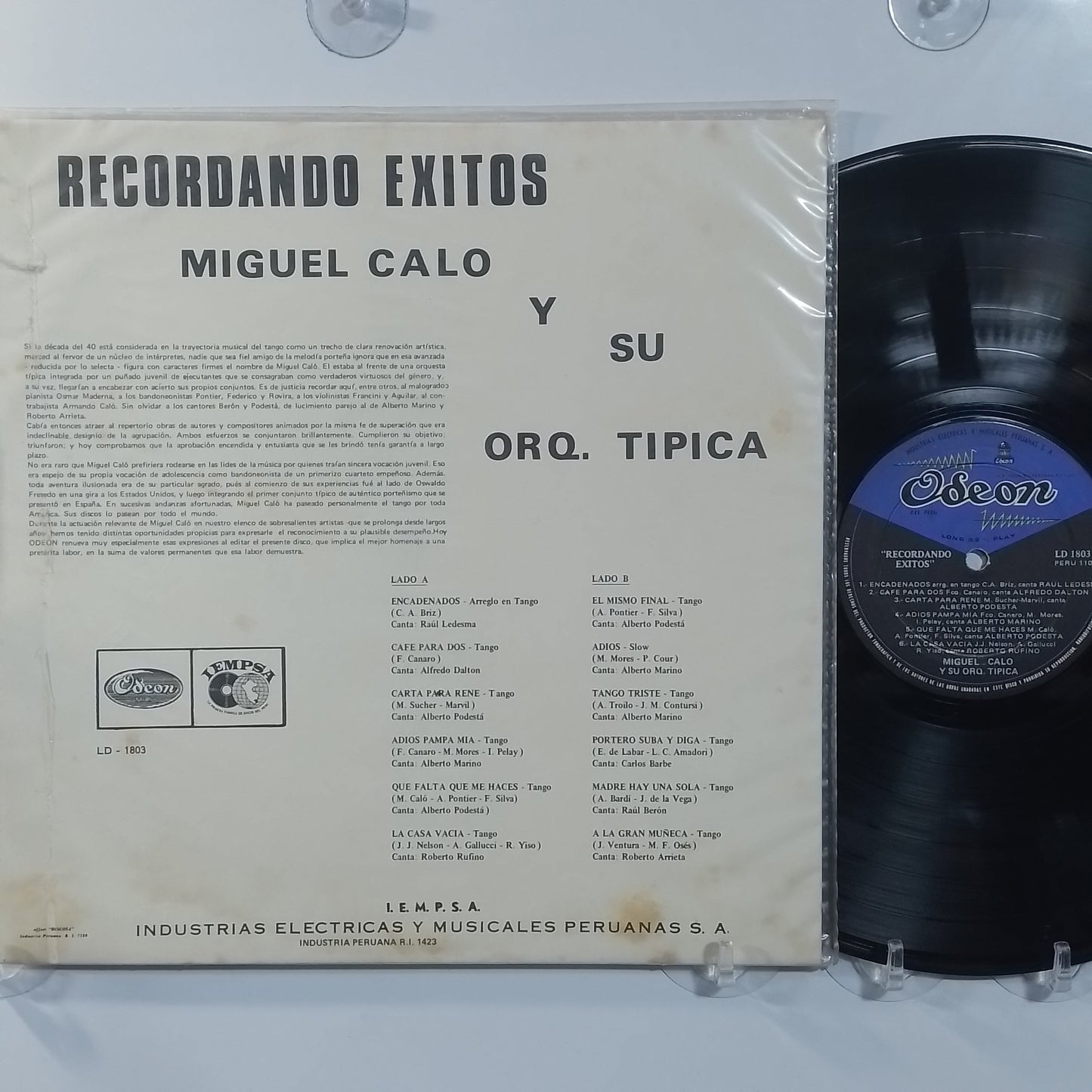 lp Miguel Calo y su Orquesta Tipica Recordando Exitos made peru 1968 tango folk