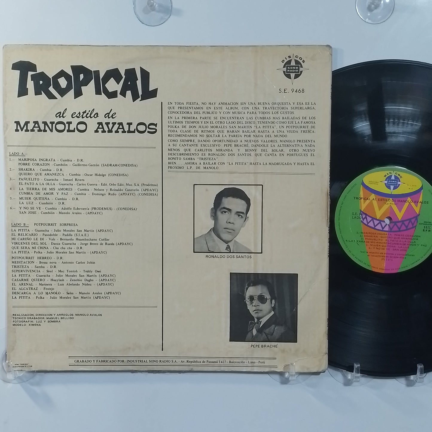 lp Manolo Avalos Tropical Al Estilo De Manolo Avalos La Pitita made peru 1974 latin cumbia