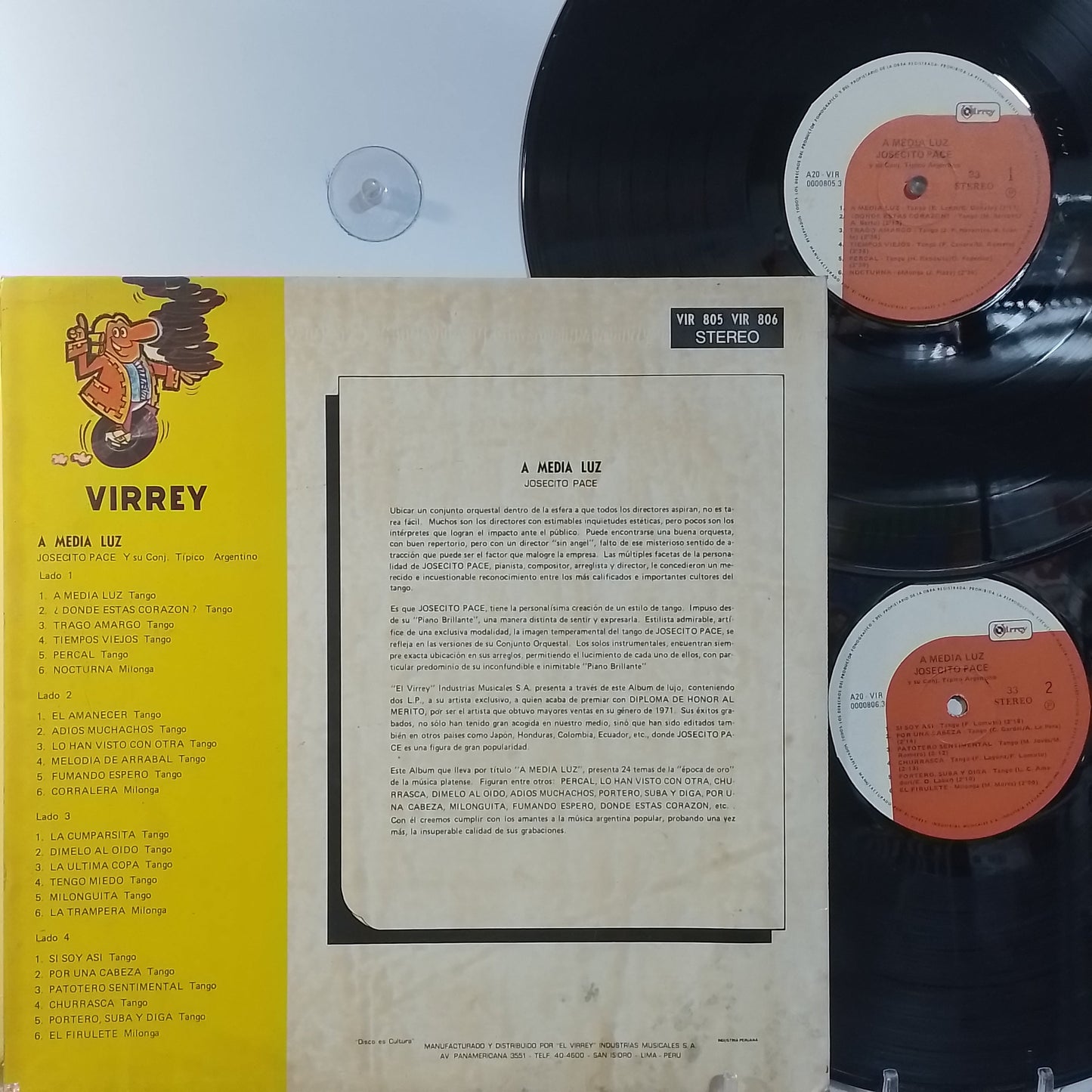x2 lp Josecito Pace a media luz made peru 1966 tango folk