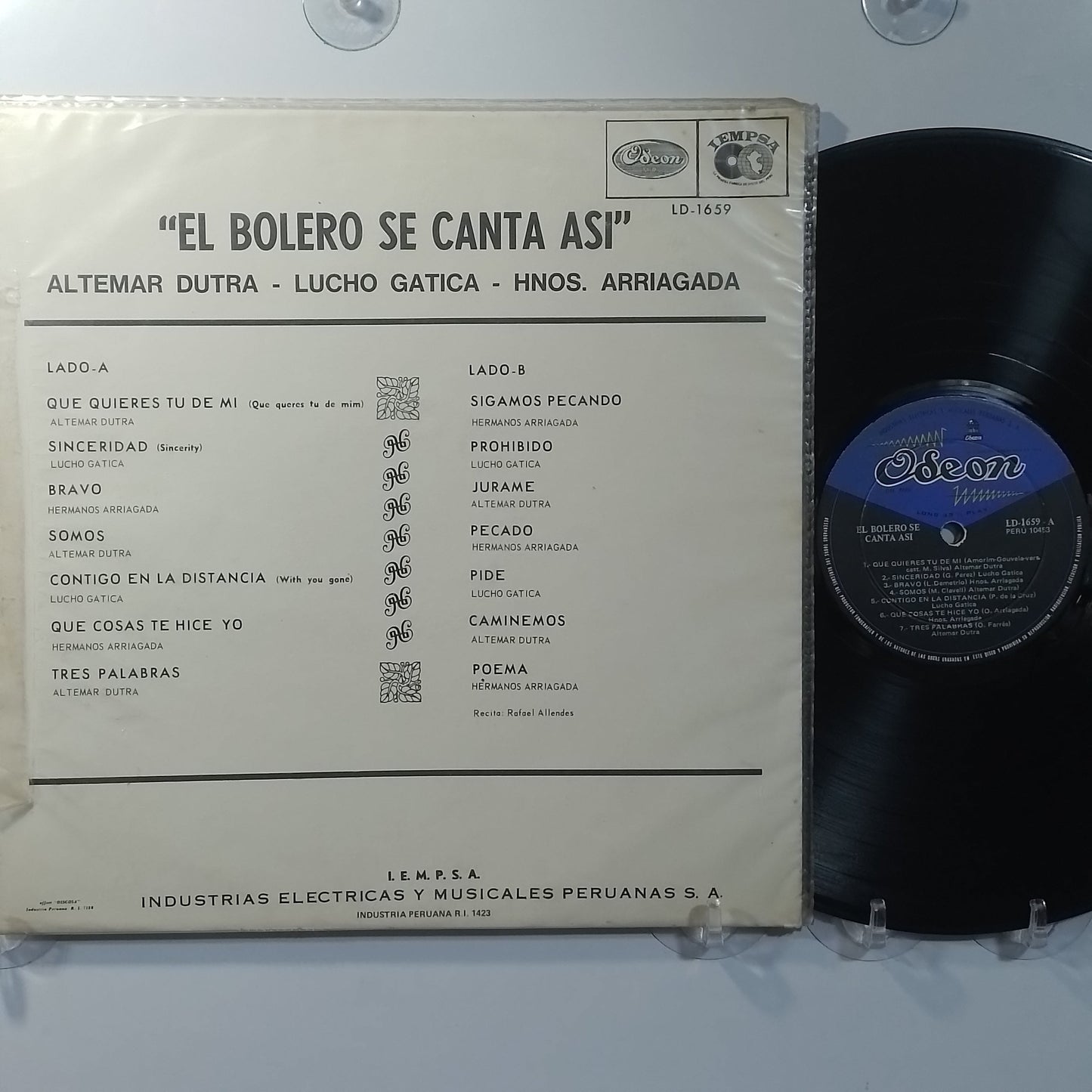 lp El Bolero Se Canta Asi Altemar Dutra Lucho Gatica Hermanos Arriagada made peru 1967 latin bolero