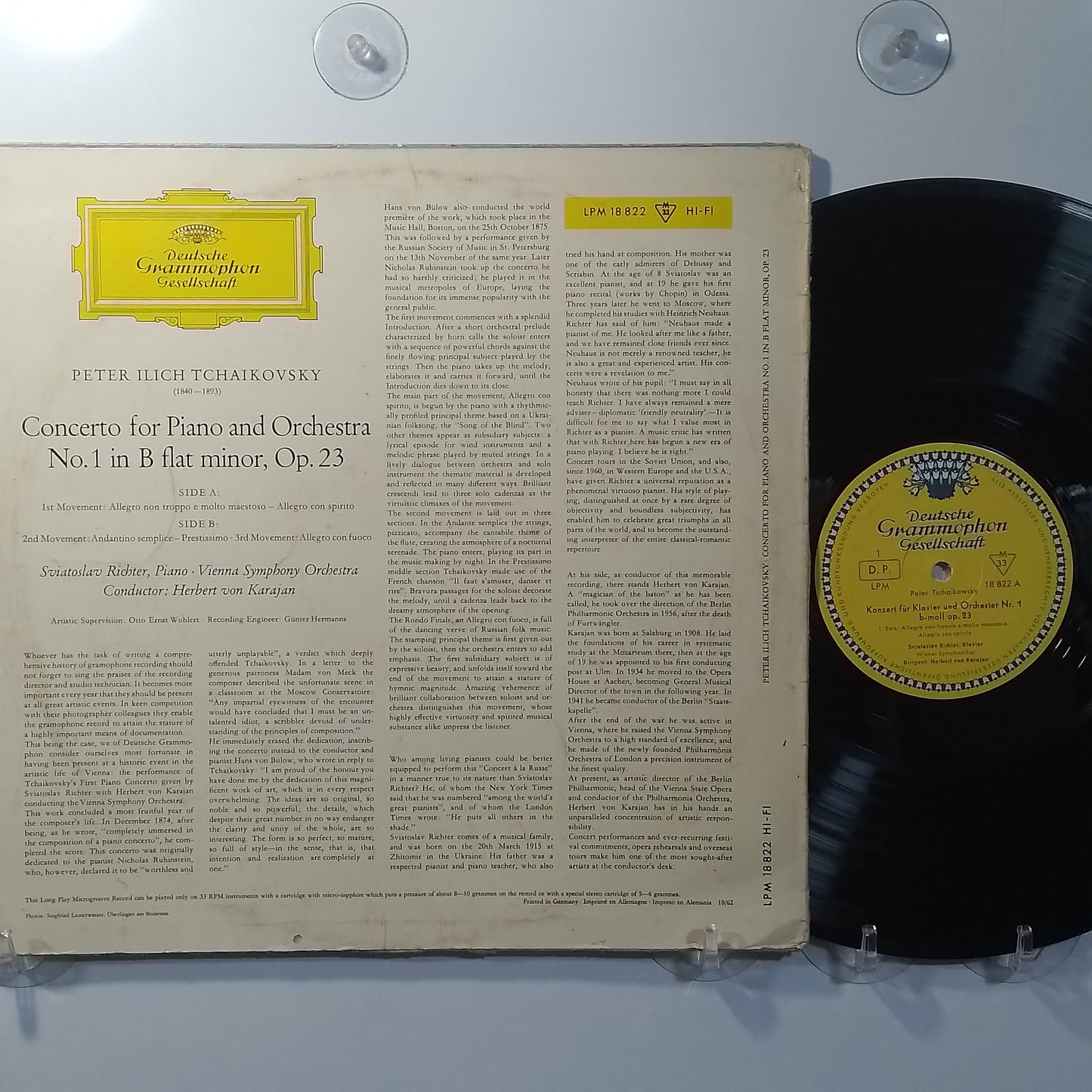 lp Sviatoslav Richter herbert von Karajan Peter Tschaikowsky piano concerto vienna symphony orchestra made alemania 1963 clasico