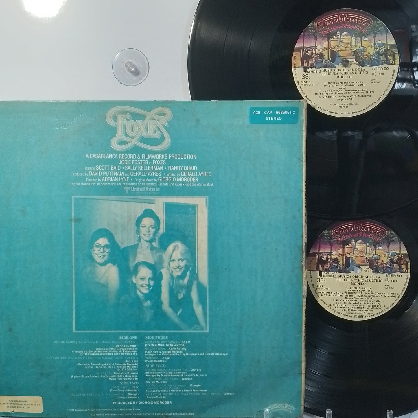 x2 lp foxes original soundtrack Donna Summer Cher Giorgio Moroder made peru 1980 gatefold soundtrack