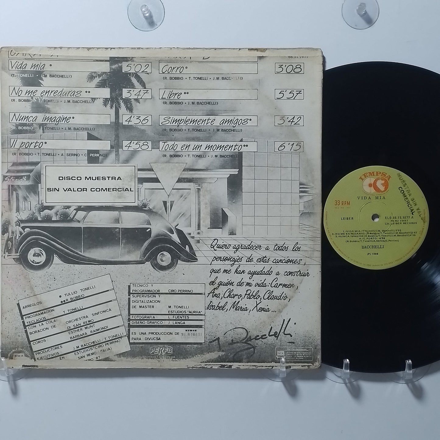 lp Bacchelli Vida Mia made peru 1987 promocional euro pop