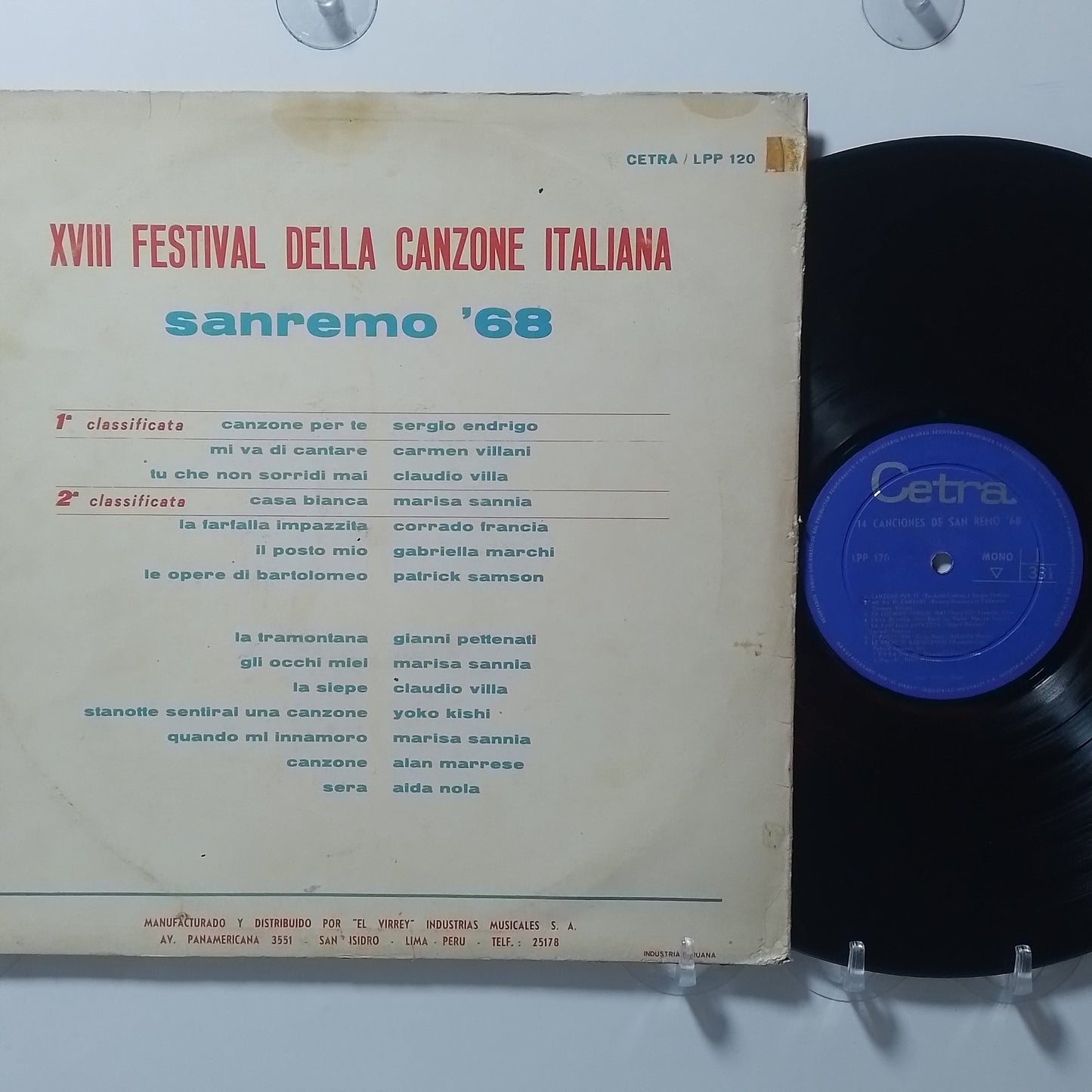 lp 14 Canciones De San Remo 68 Sergio Endrigo Gianni Pettenati Carmen Villani varios made peru 1968 italiano ballad