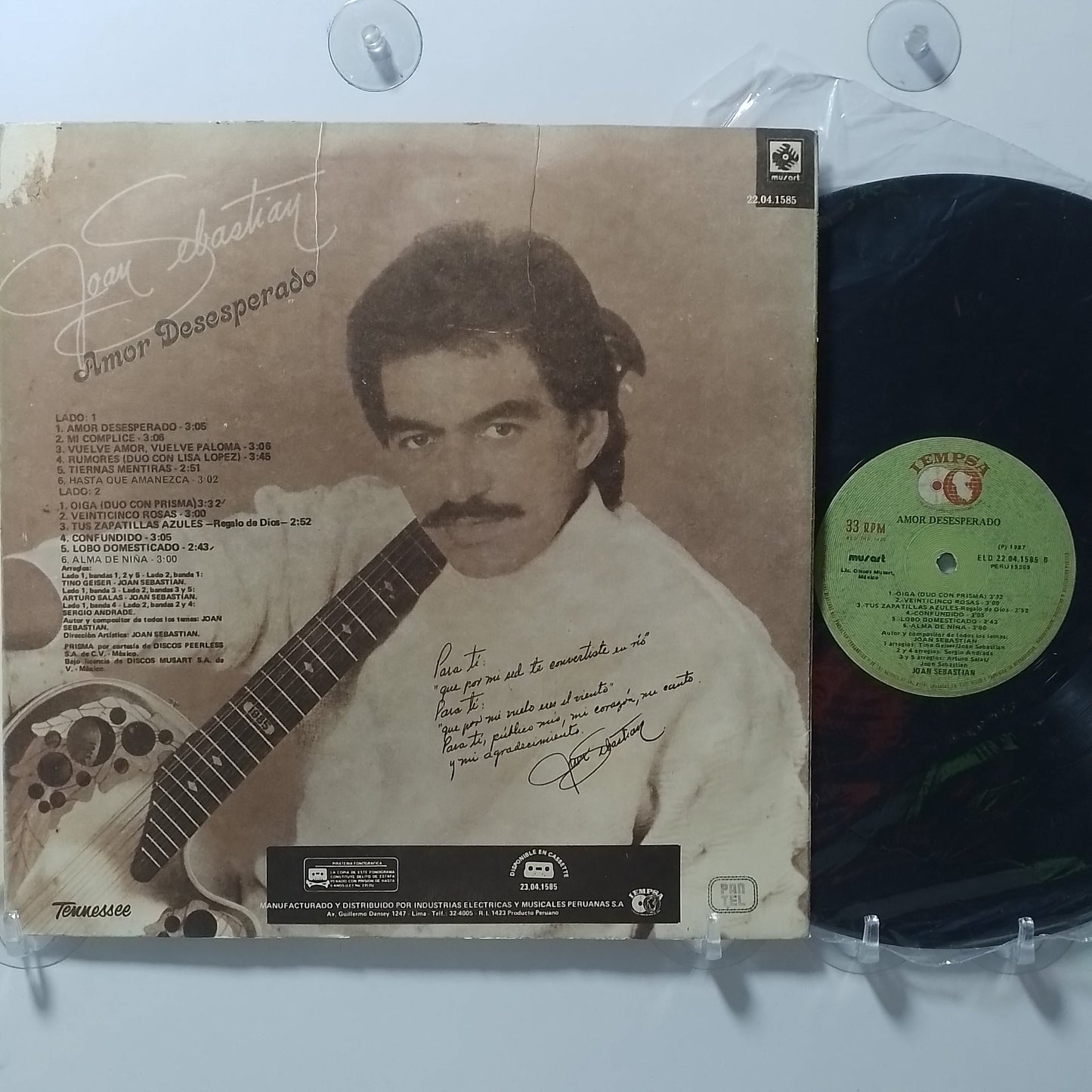 lp Joan Sebastian Amor Desesperado made peru 1987 sellado latin pop balada