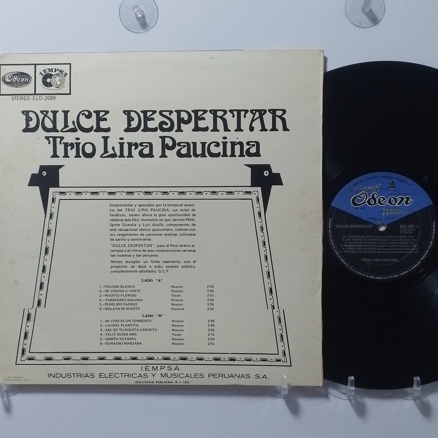 lp Trio Lira Paucina Dulce Despertar made peru 1970 huayno folk