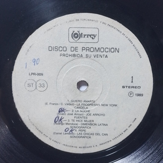 lp Disco De Promocion virrey LPR-009 joe arroyo dimencion latina oscar pitin sanchez varios made peru 1989promocional salsa merengue latin