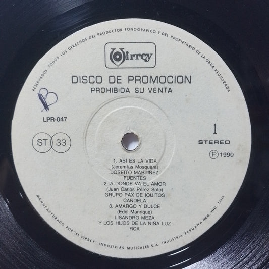 lp Disco De Promocion virrey LPR-047 sergio perez grupo pax iquitos joseito martinez varios made peru 1990 promocional latin salsa
