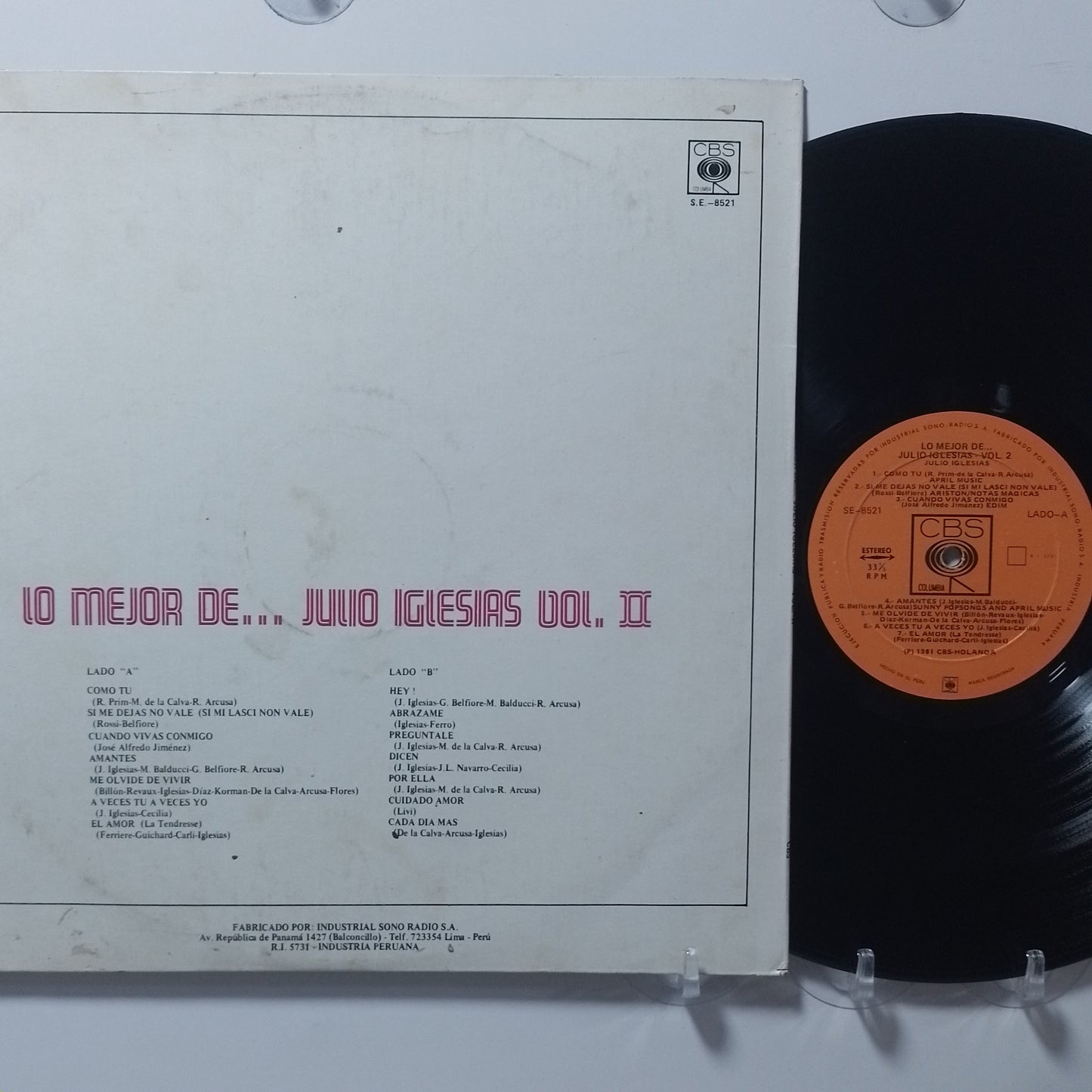 lp Julio Iglesias Lo Mejor De Julio Iglesias Vol 2 made peru 1981 latin balada