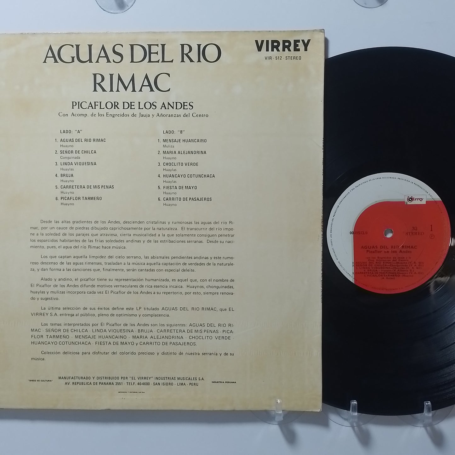lp Picaflor De Los Andes Aguas Del Rio Rimac made peru 1965 huayno folk