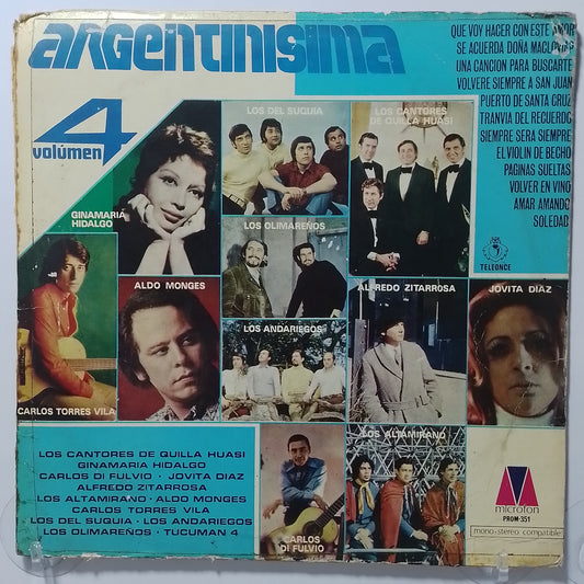 lp Argentinisima Volumen 4 Ginamaria Hidalgo Los Cantores De Quilla Huasi Los Del Suquia varios made argentina 1972 latin folk
