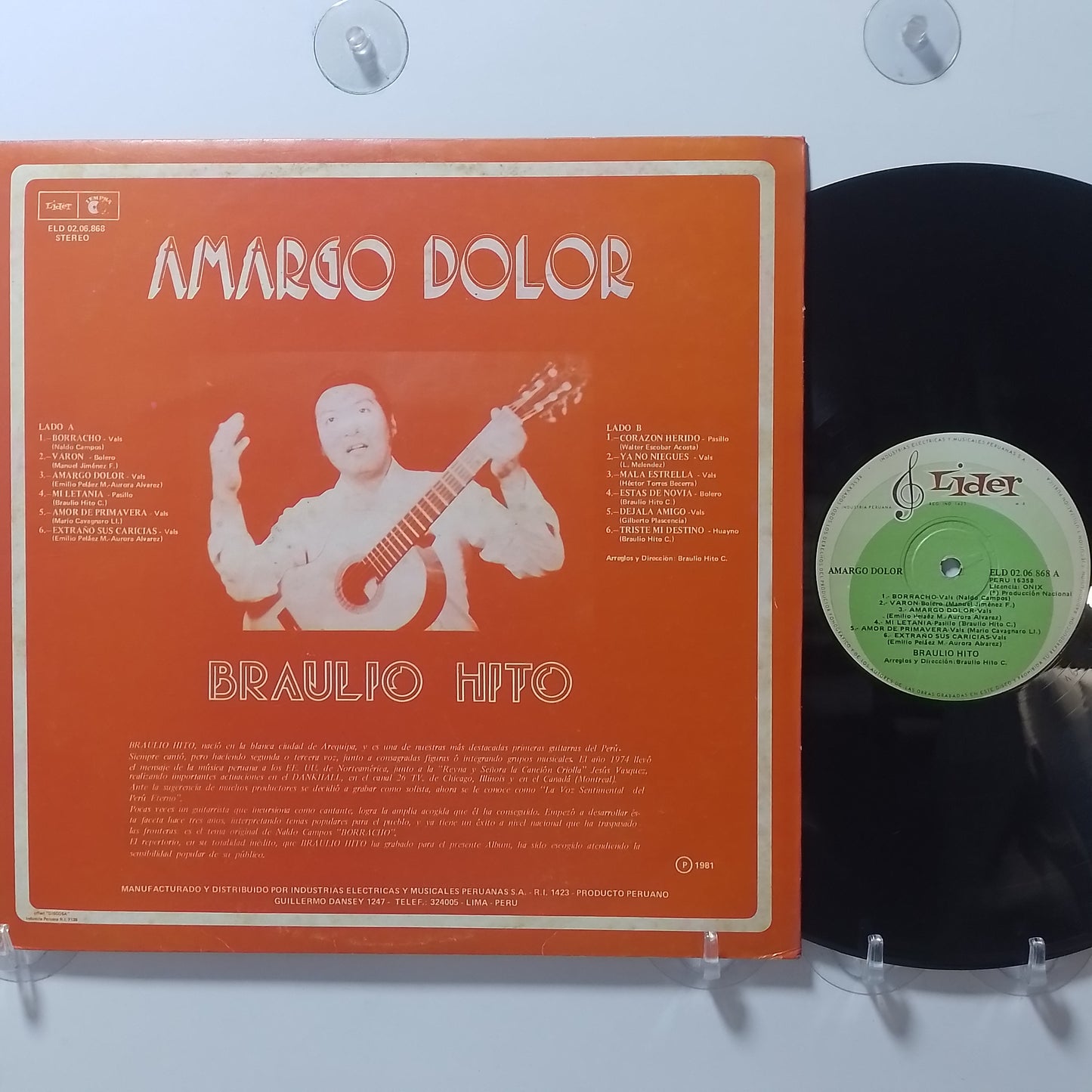 lp Braulio Hito Amargo Dolor made peru 1980 vals criollo folk