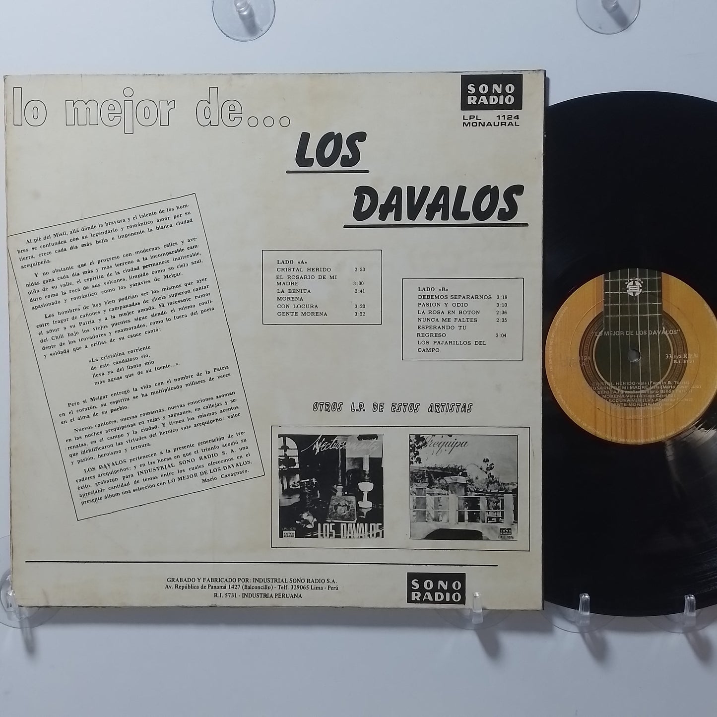 lp Los Davalos Lo Mejor De Los Davalos made peru 1965 criollo folk