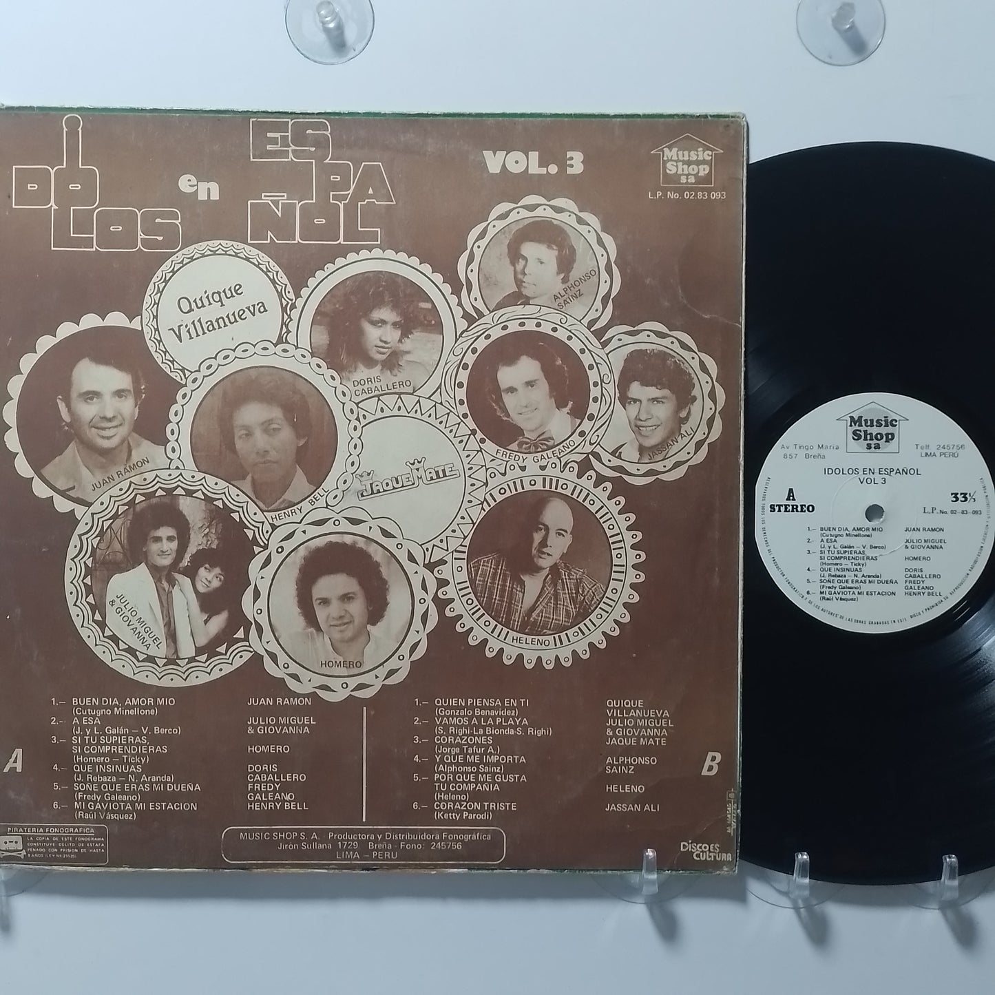 lp Idolos en español vol 3 juan ramon homero heleno varios made peru 1984 latin pop