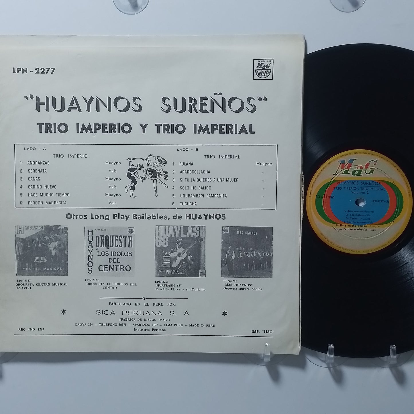 lp Trio Imperio y Trio Imperial Huaynos sureños Volumen 2 made peru 1970 huayno folk