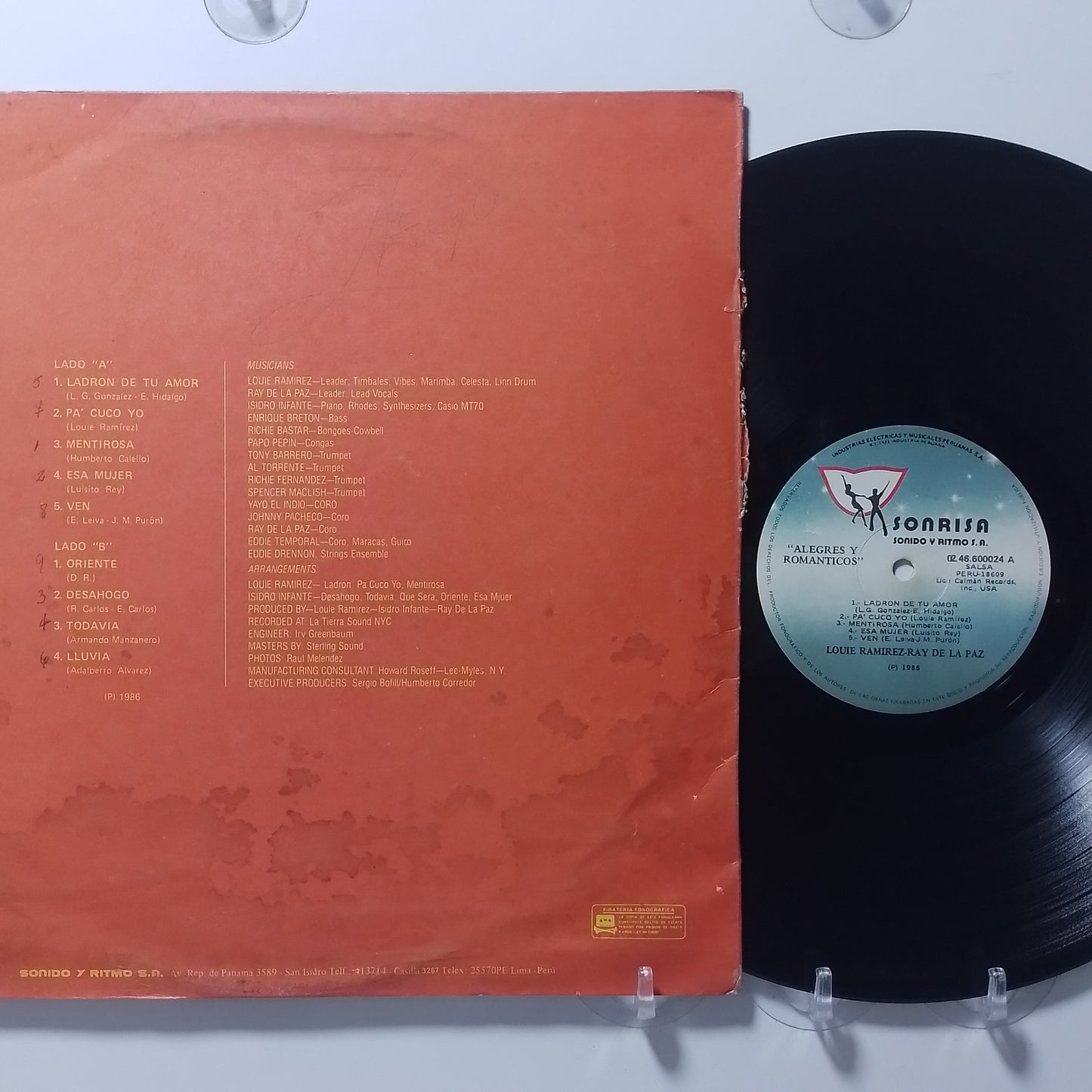 lp Louie Ramirez Ray de la Paz Alegres y romanticos made peru 1986 salsa