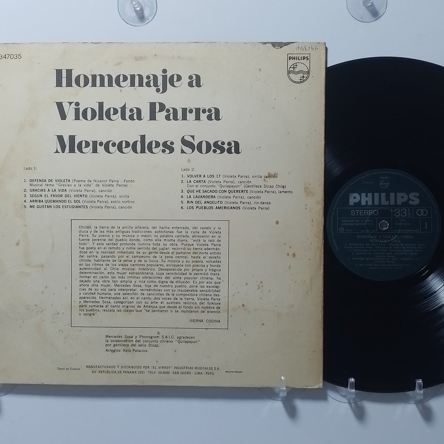 lp Mercedes Sosa Homenaje A Violeta Parra made peru 1973 latin folk