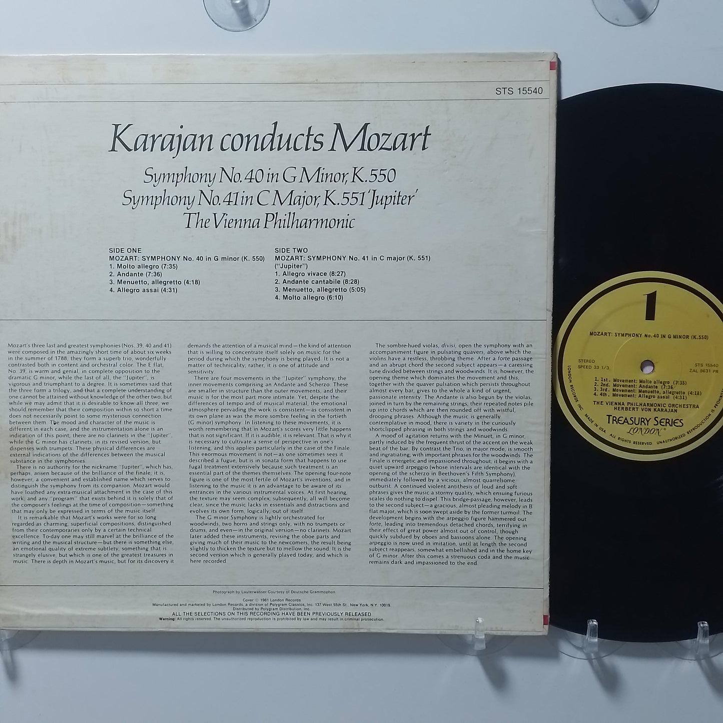 lp Karajan Conducts Mozart The Vienna Philharmonic made usa 1984 clasico
