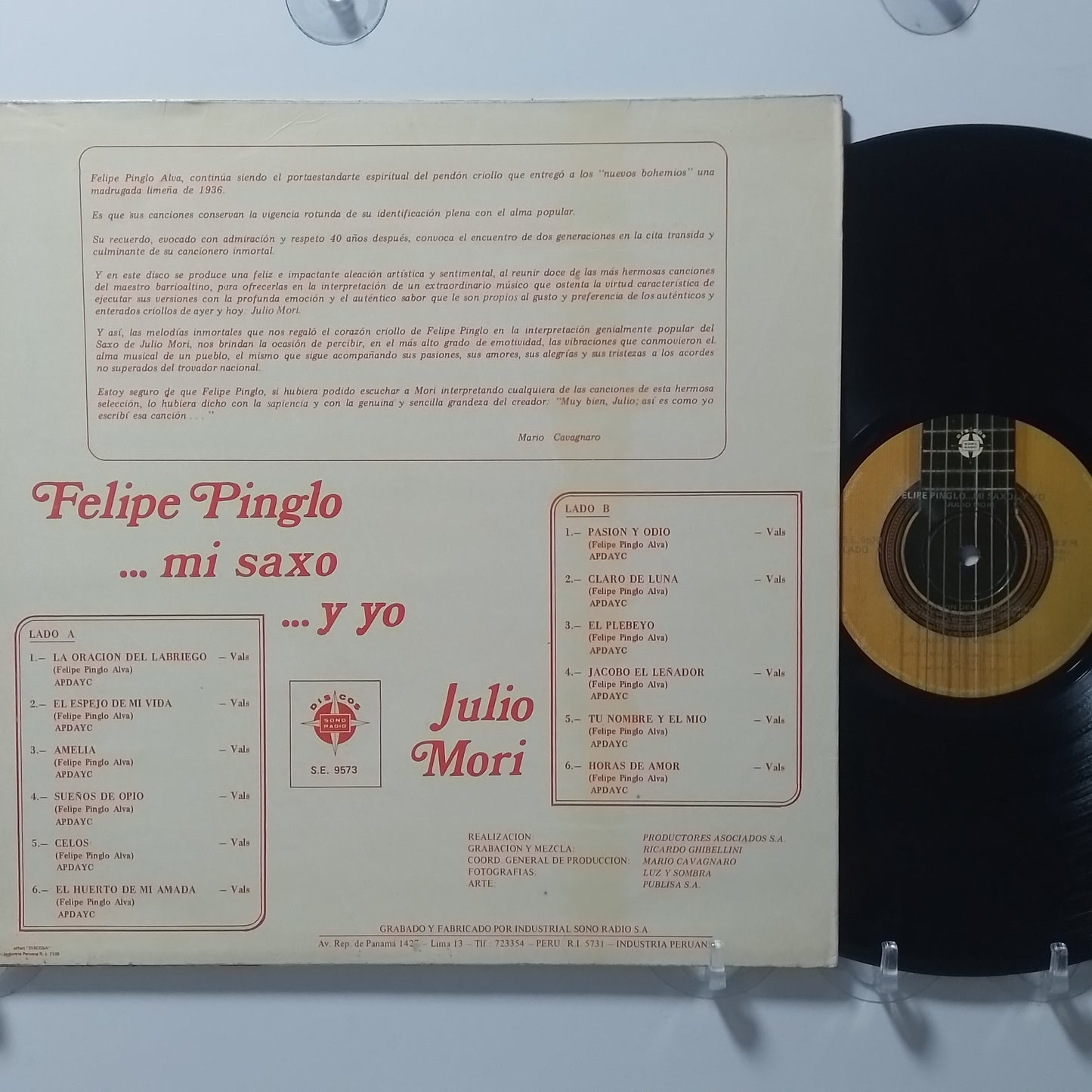 lp Julio Mori Felipe Pinglo mi saxo y yo made peru 1975 criollo folk
