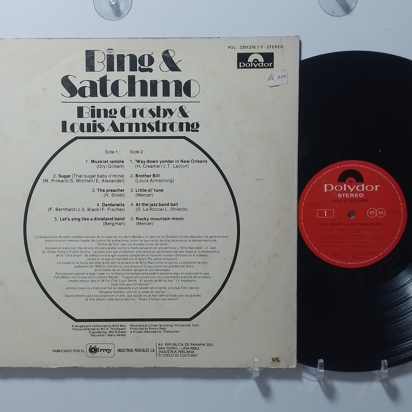 lp bing crosby & louis armstrong bing & satchmo made peru 1976 jazz