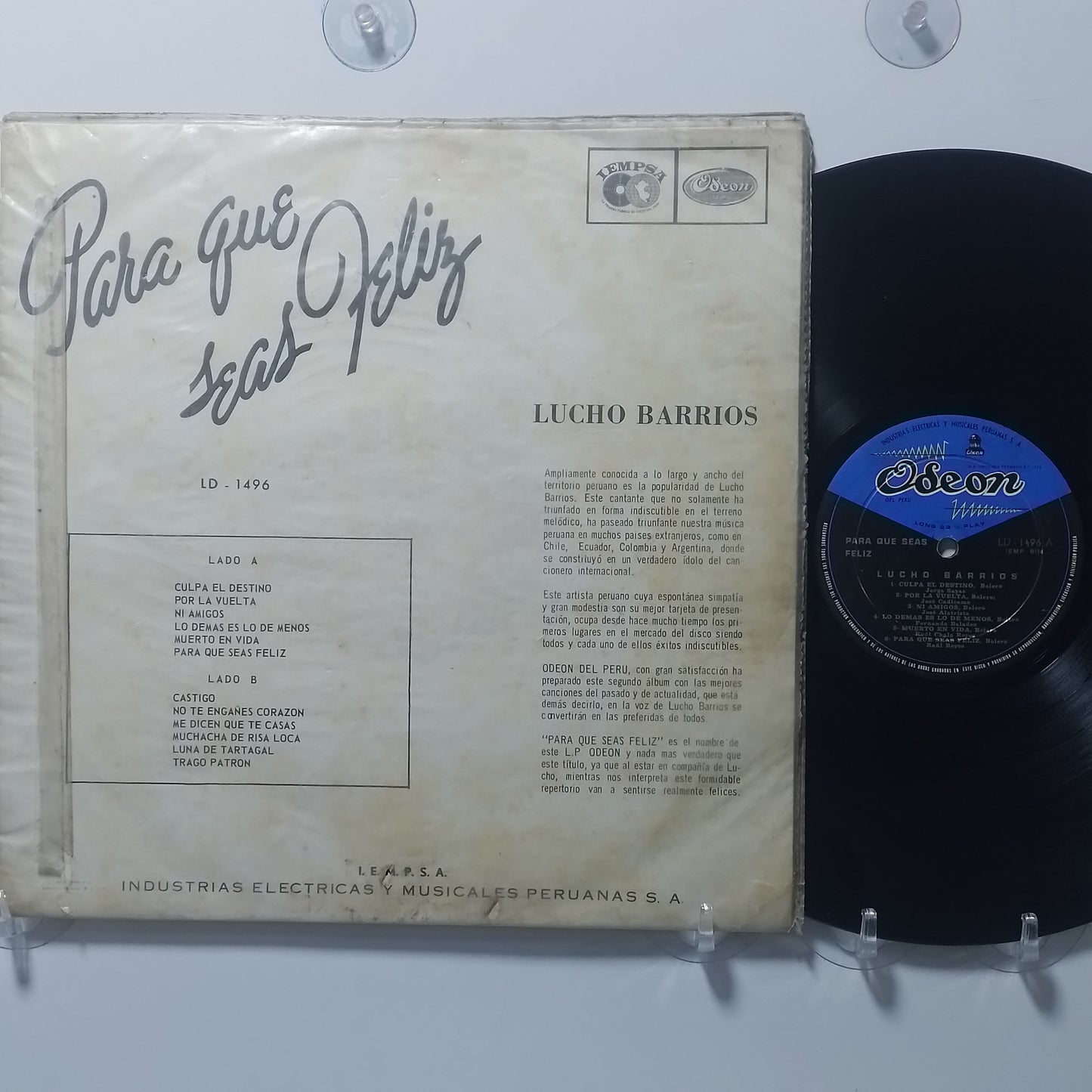 lp lucho barrios para que seas feliz made peru 1965 latin bolero