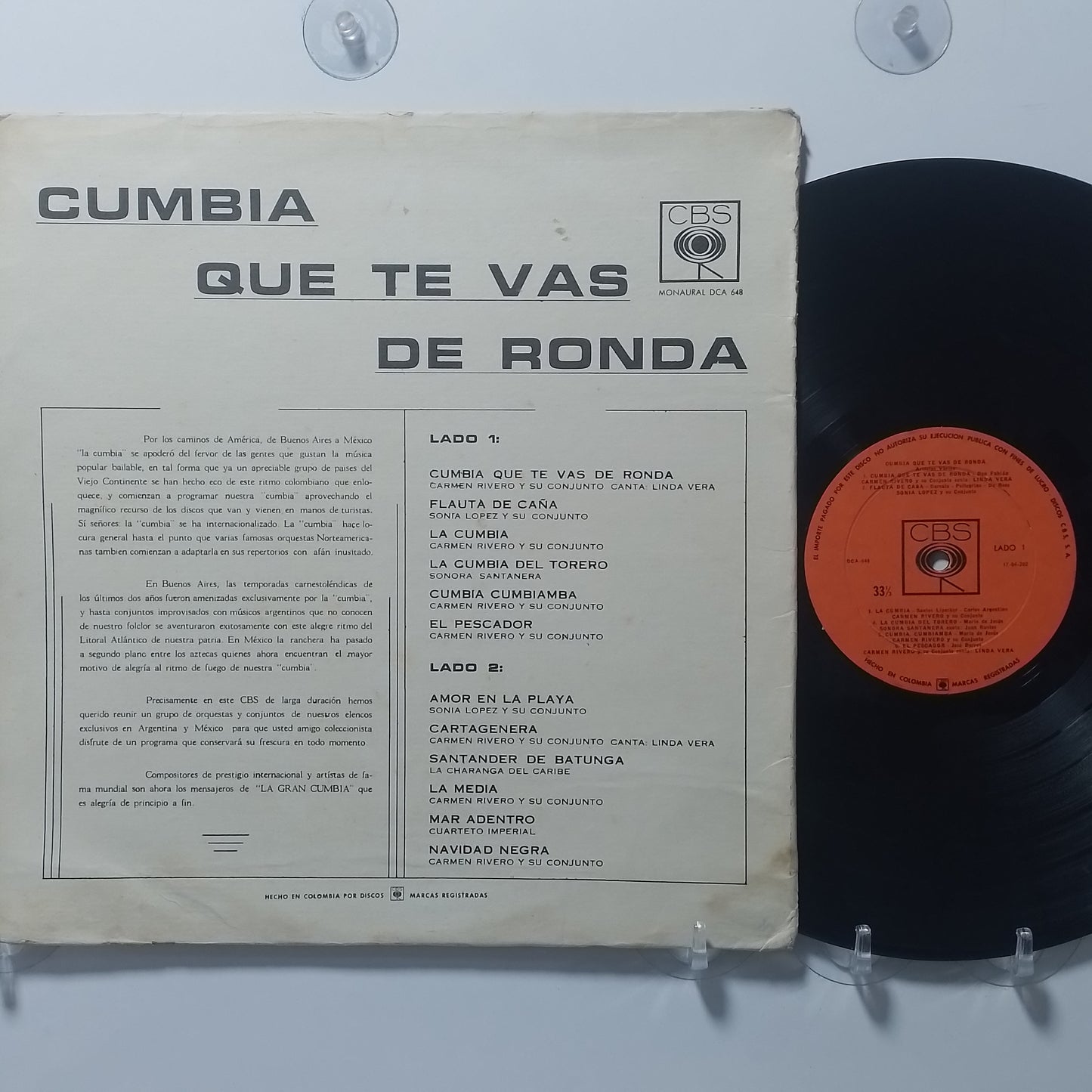 lp cumbia que te vas de ronda Carmen Rivero Sonora Santanera Cuarteto Imperial varios made colombia 1966 cumbia