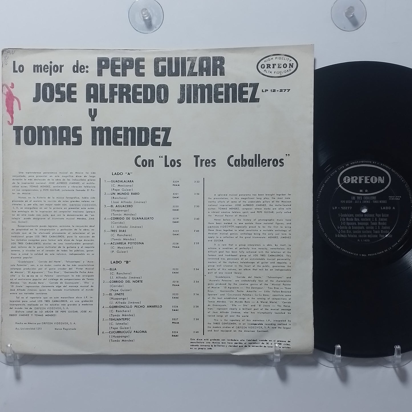 lp los tres caballeros interpretan a pepe guizar jose alfredo jimenez tomas mendez made peru 1979 ranchera folk