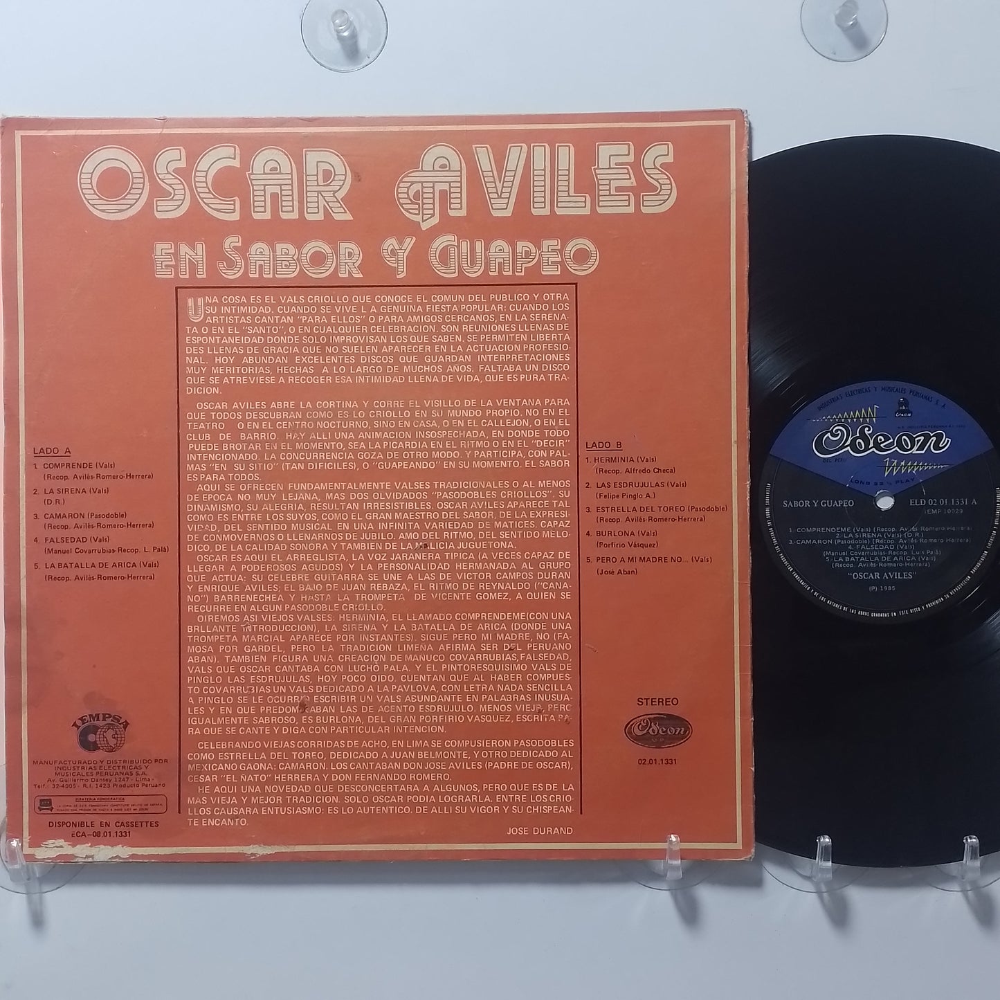 lp oscar aviles sabor y guapeo made peru 1985 criollo folk