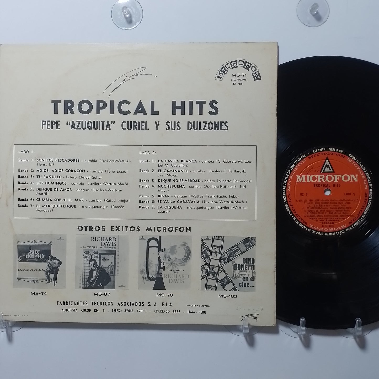 lp Pepe Azuquita Curiel Y Sus Dulzones Tropical Hits made peru 1967 latin cumbia