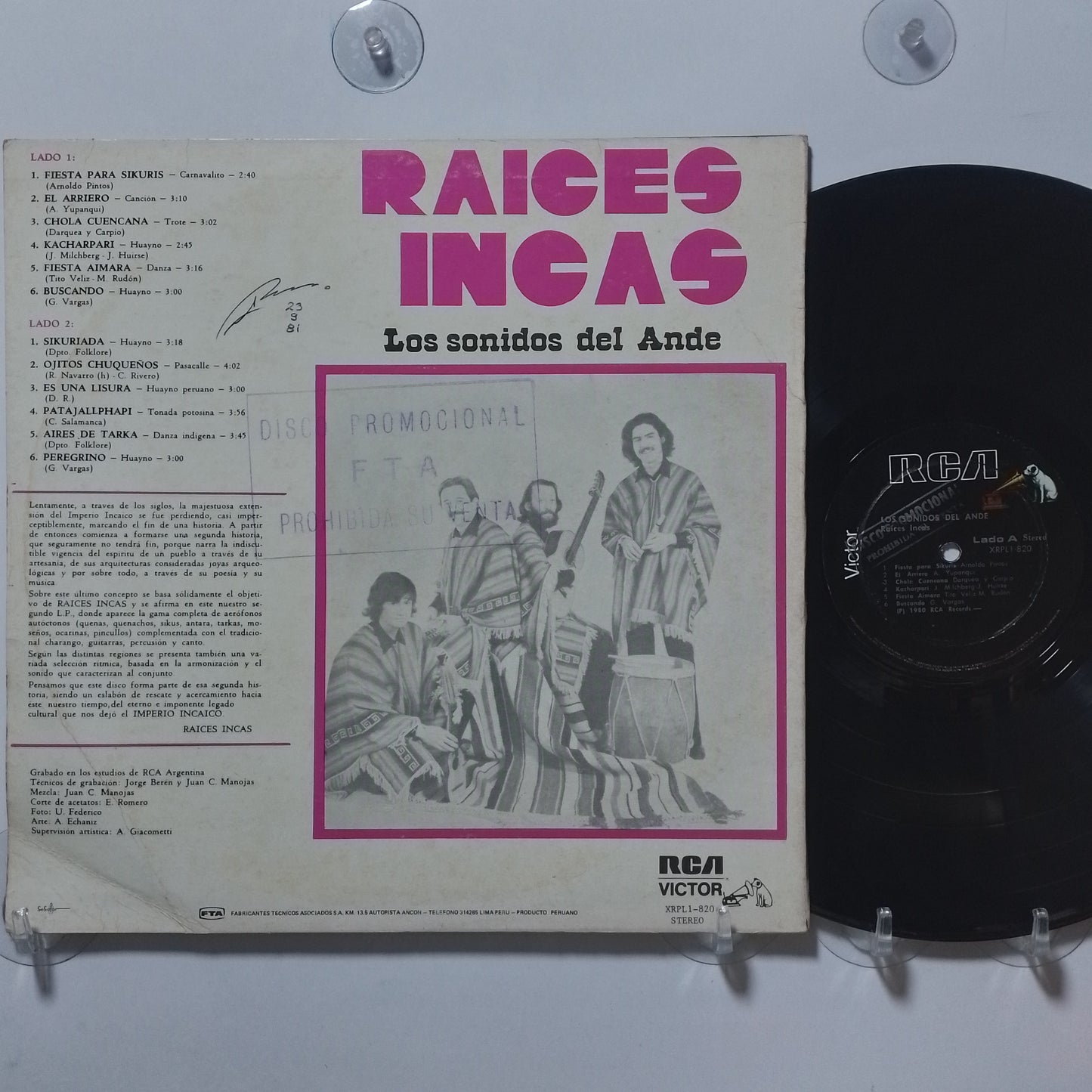 lp Raices Incas Los Sonidos del Ande made peru 1979 promocional andean folk