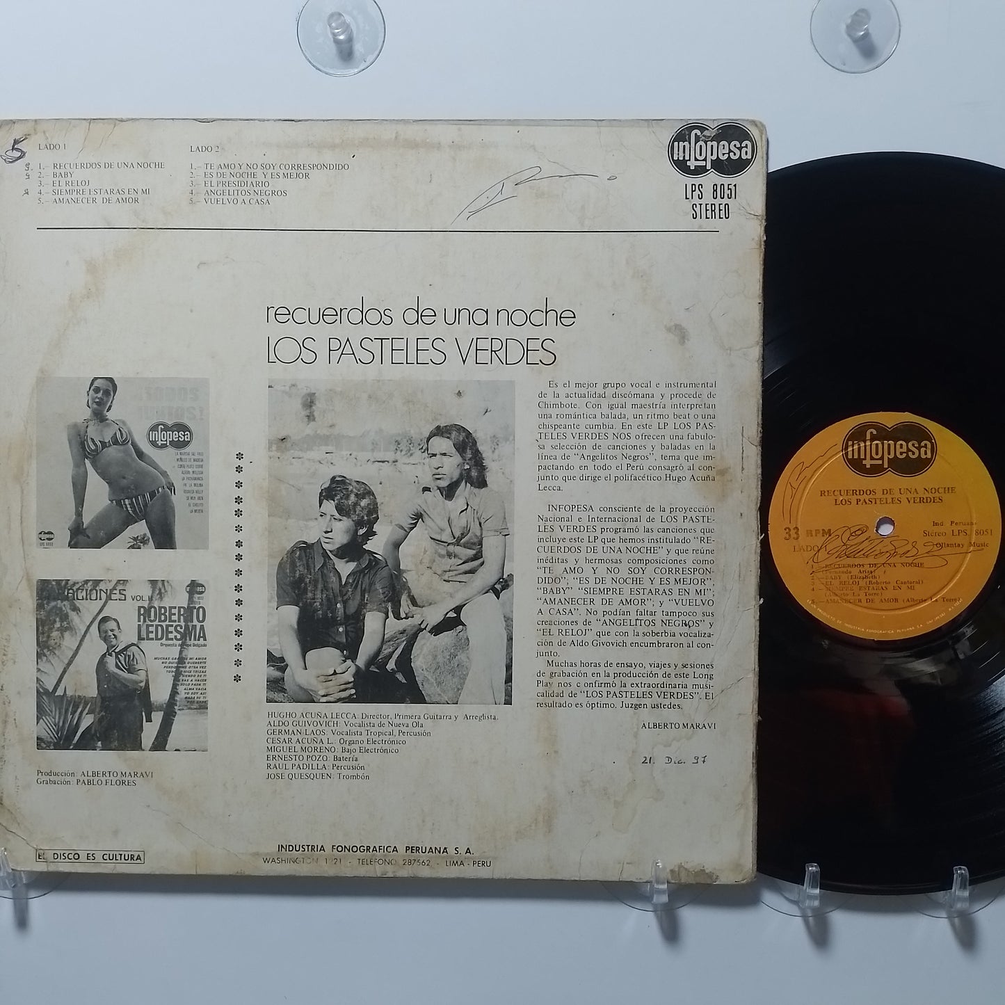lp Los Pasteles Verdes Recuerdos De Una Noche made peru 1974 latin pop rock