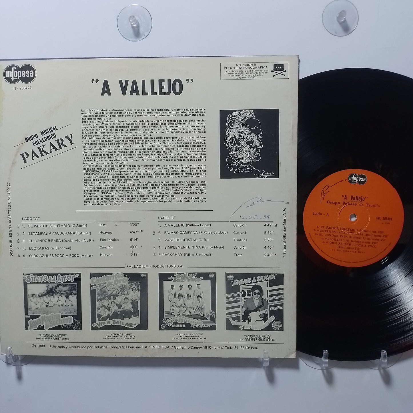 lp Grupo Pakary de Trujillo A Vallejo made peru 1988 huayno andean folk