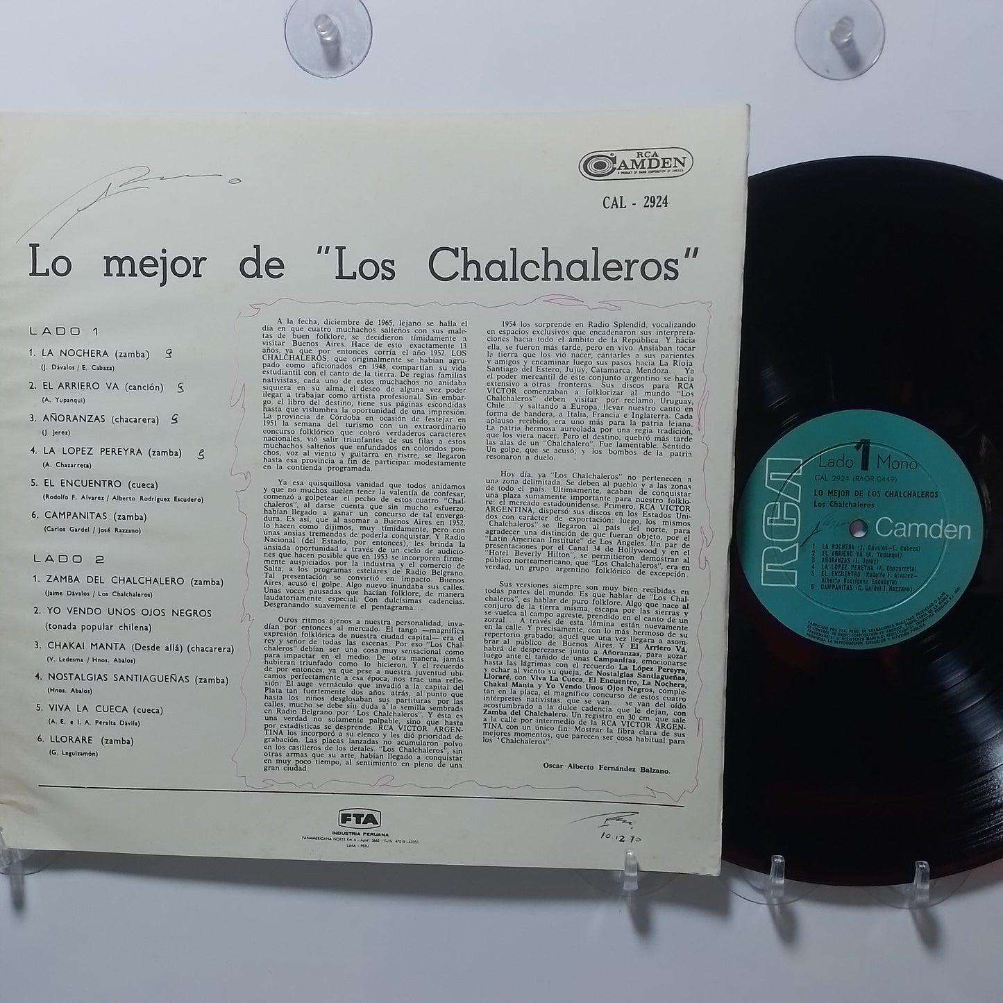 lp Los Chalchaleros Lo mejor de los Chalchaleros made peru 1965 latin folk
