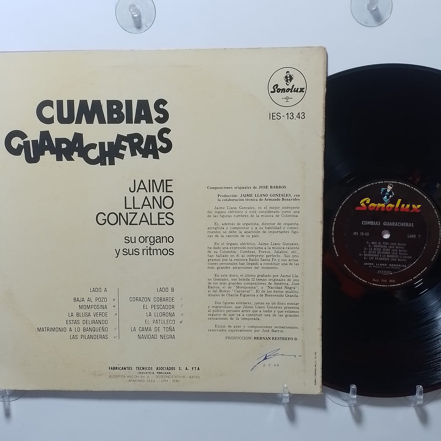 lp Jaime Llano Gonzales Cumbias Guaracheras made peru 1968 latin cumbia