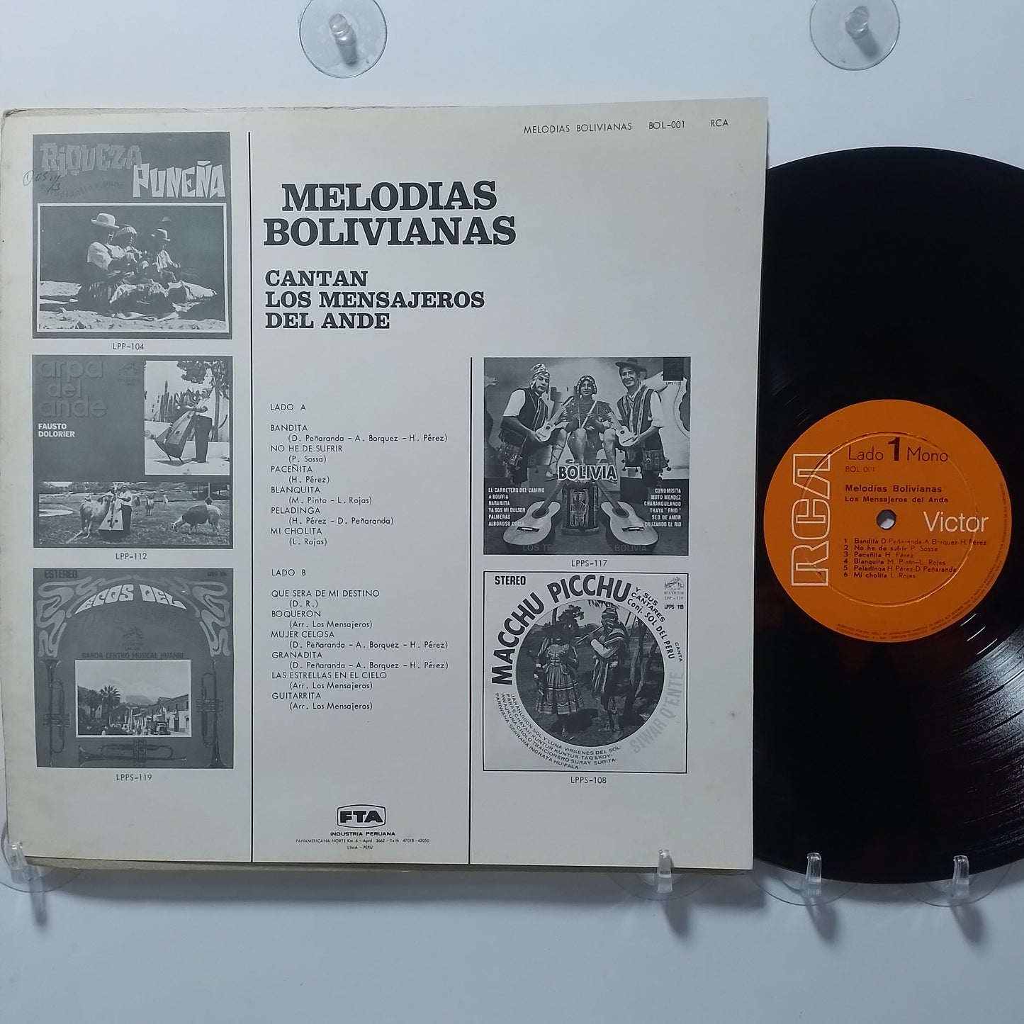 lp Los Mensajeros Del Ande Melodias Bolivianas made peru 1980 andean folk