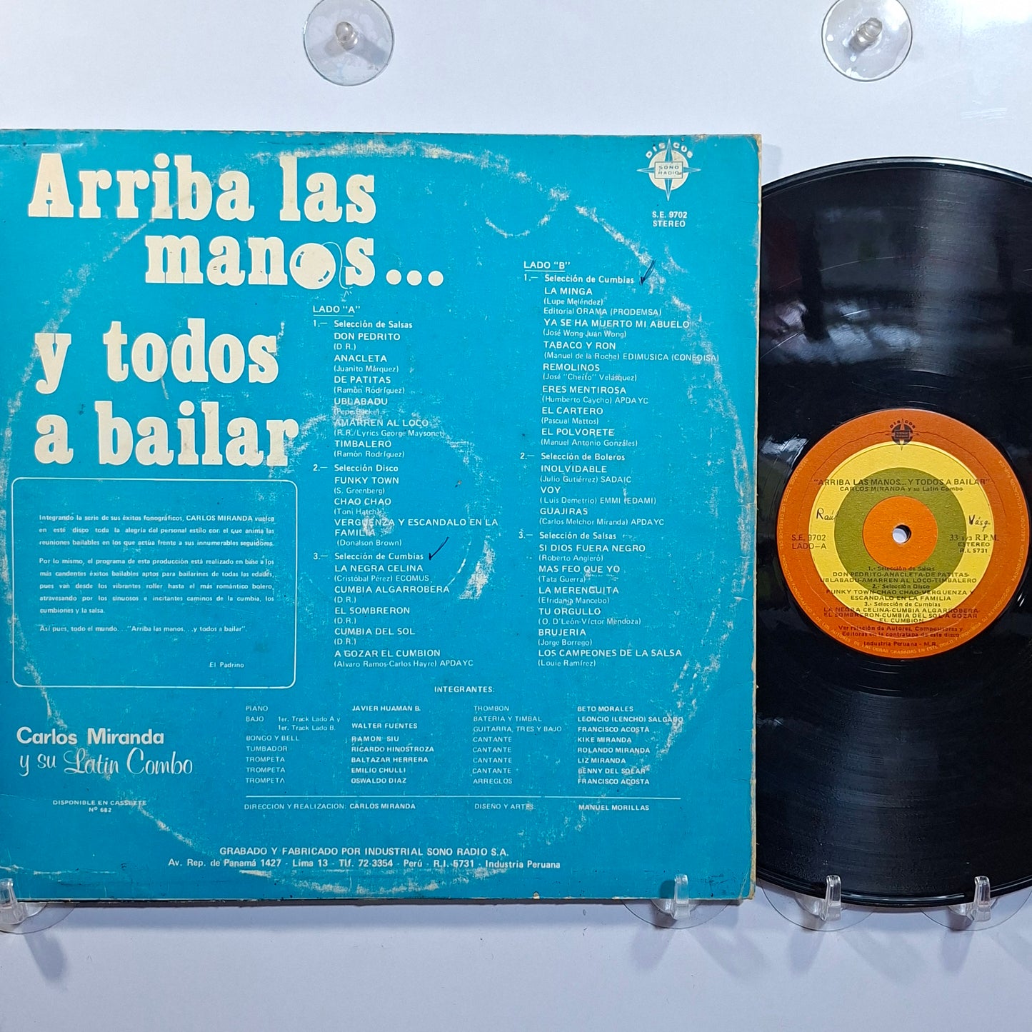 lp Carlos Miranda Y Su Latin Combo Arriba Las manos Y Todos A Bailar made peru 1980 cumbia salsa