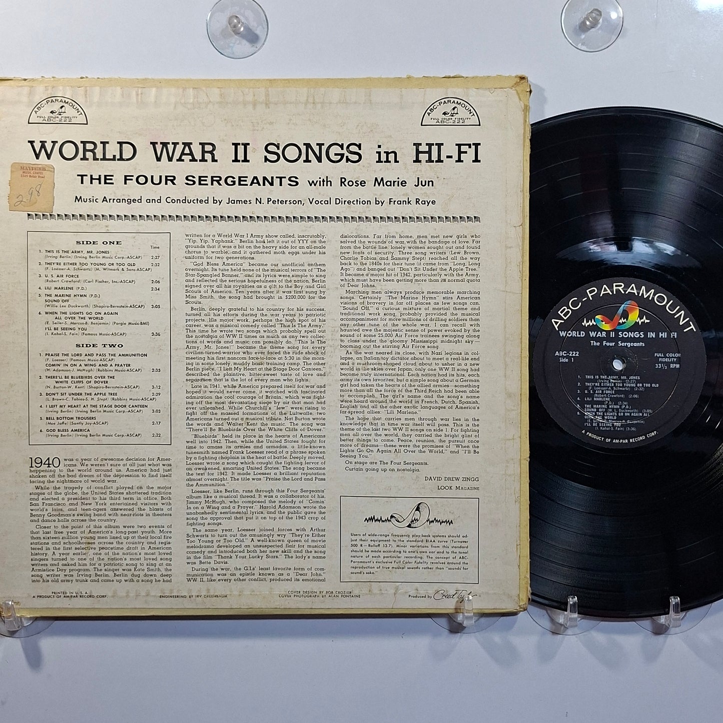 lp The Four Sergeants With Rose Marie Jun World War II Songs In Hi-Fi made usa 1958 vocal pop