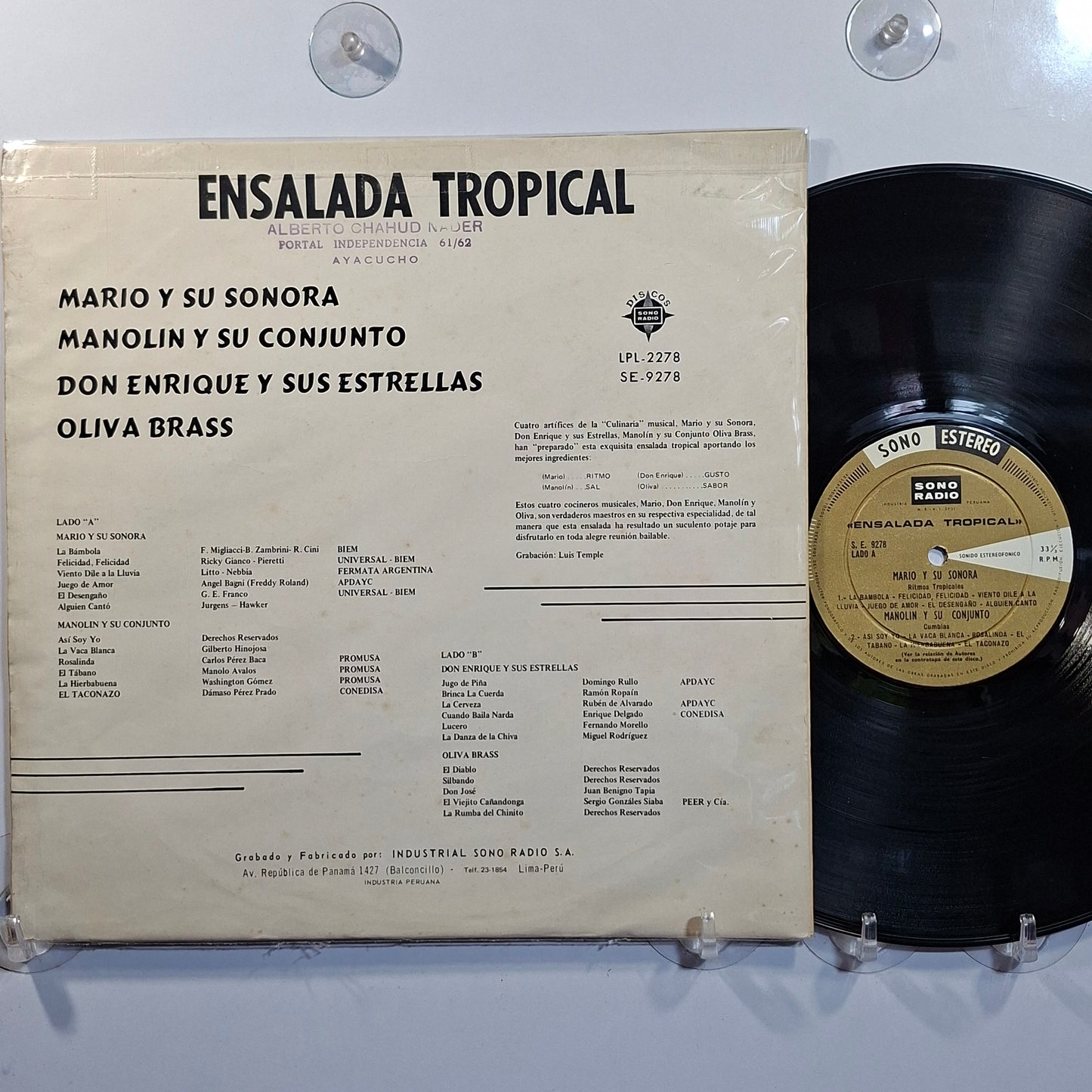 lp Ensalada Tropical Don Enrique Y Sus Estrellas Mario Cavagnaro Manolin Y Su Conjunto Oliva Brass made peru 1970 latin cumbia