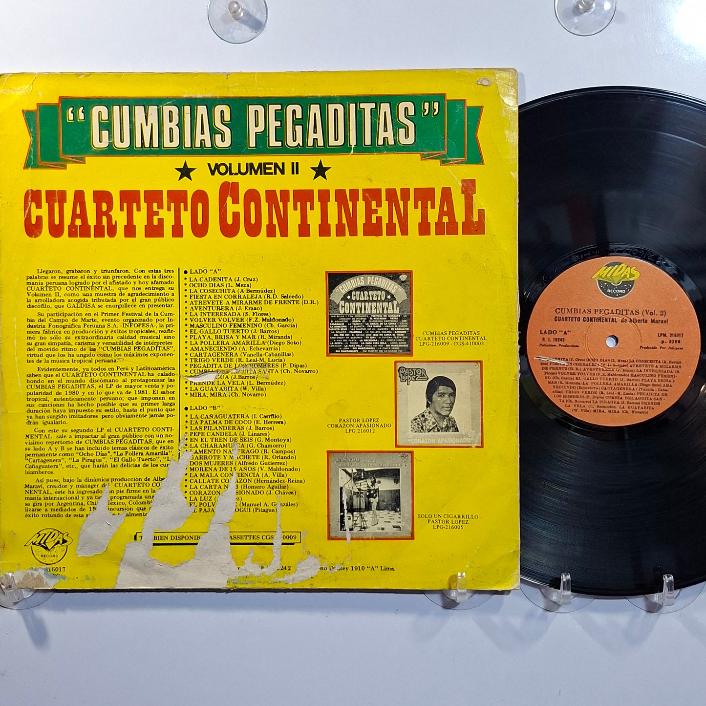 lp Cuarteto Continental Cumbias Pegaditas vol 2 made peru 1984 cumbia