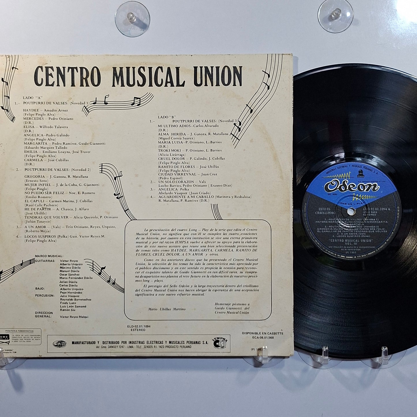 lp Centro Musical Union vol 4 Lucho Barrios Pedrito Otiniano Elenco Union varios made peru 1983 criollo folk