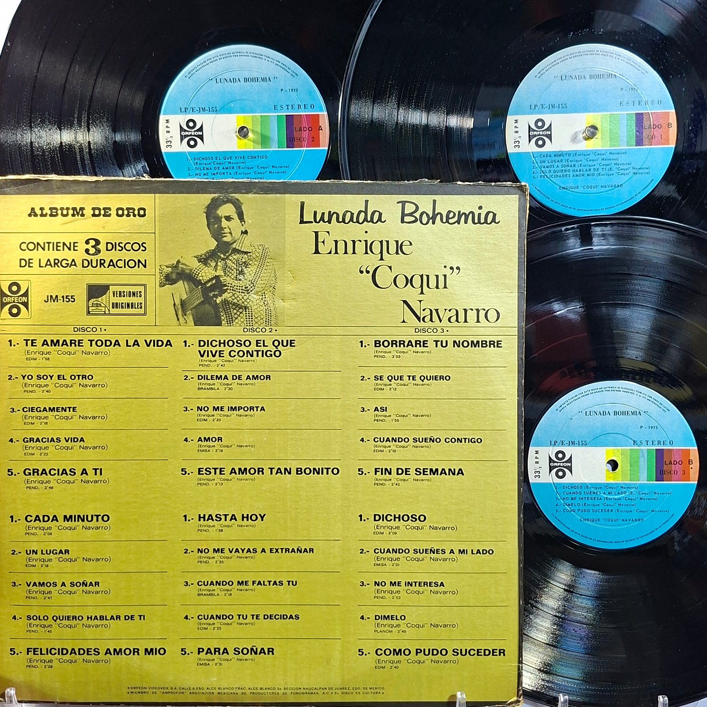 x3 lp Enrique Coqui Navarro Lunada Bohemia made mexico 1975 latin bolero