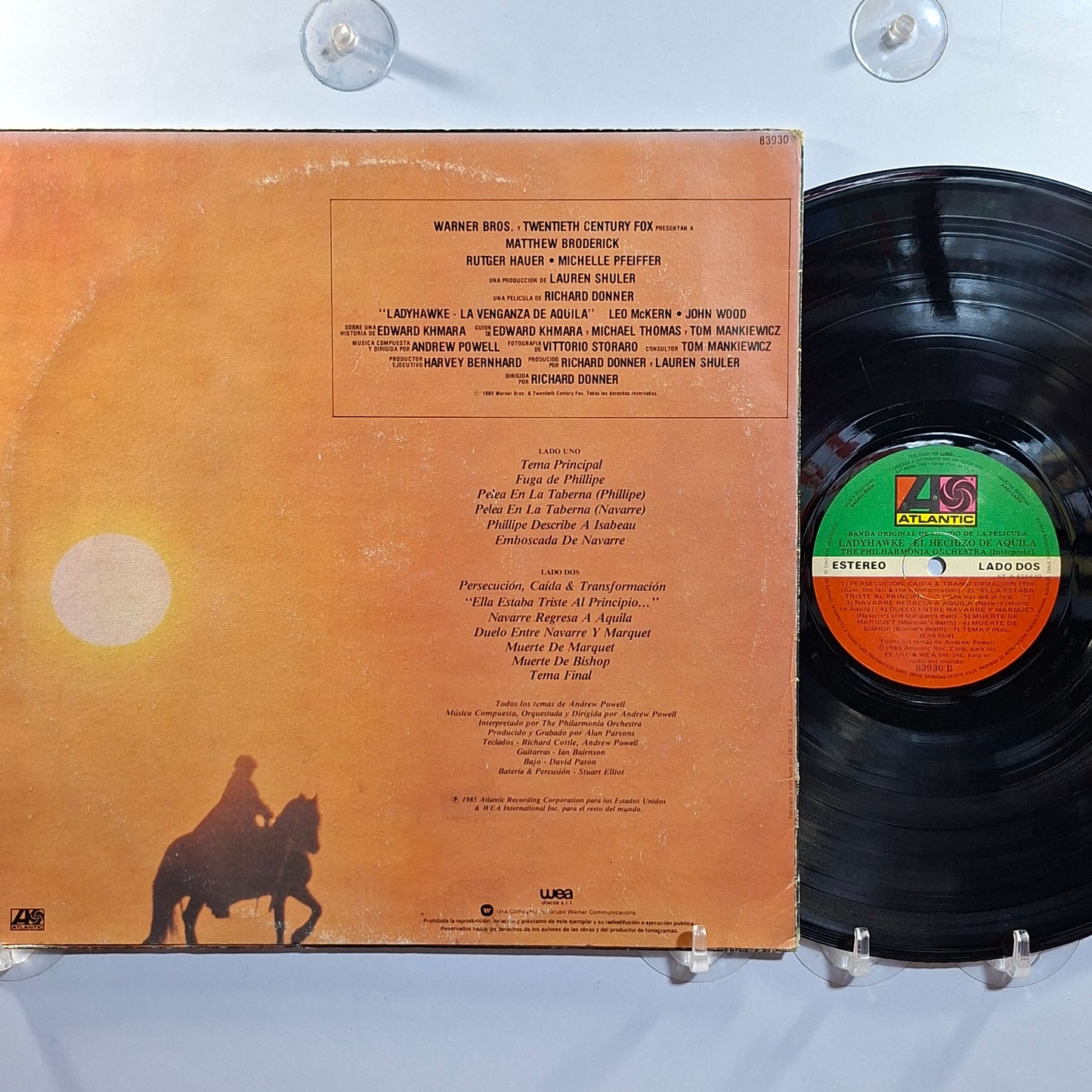 lp Ladyhawke el hechizo del halcon alan parsons & Andrew Powell The Philharmonia Orchestra made argentina 1985 soundtrack