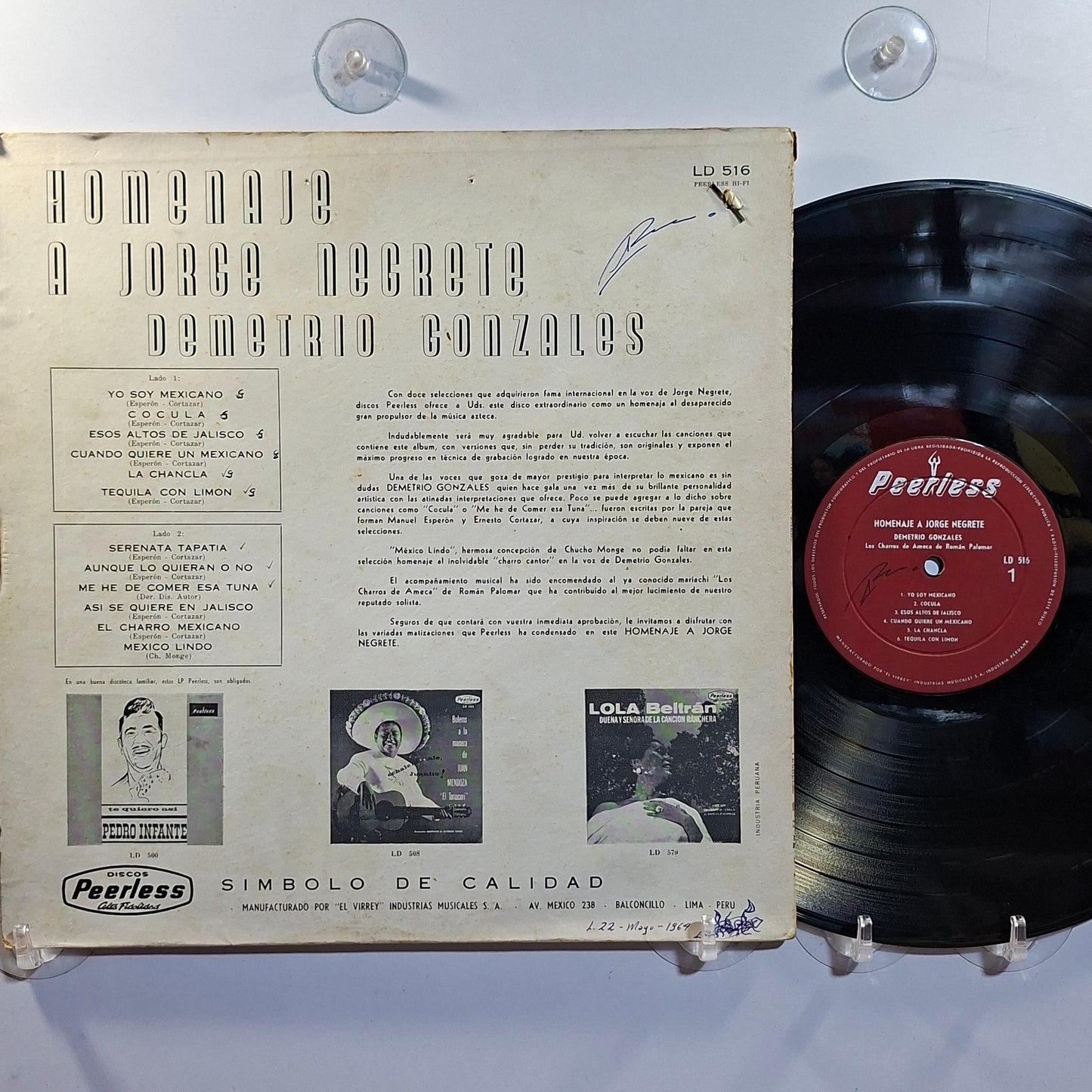 lp Demetrio Gonzalez Homenaje a Jorge Negrete made peru 1969 ranchera folk