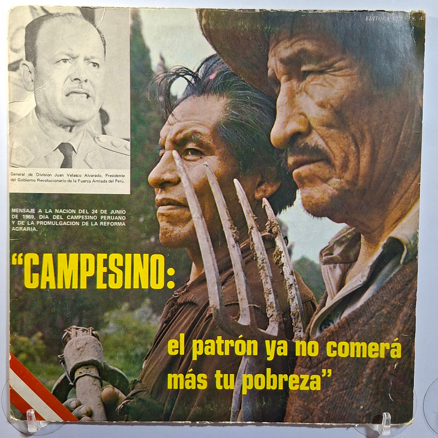 lp Juan Velasco Alvarado Campesino el Patron ya no comera mas tu pobreza made peru 1969 historico