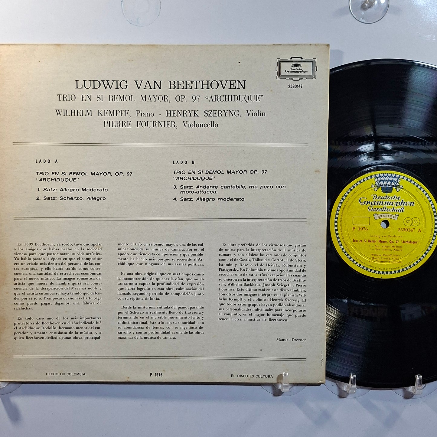 lp Wilhelm Kempff Henryk Szeryng Pierre Fournier Beethoven Trio Archduke Trio Op 97 made colombia 1970 clasico