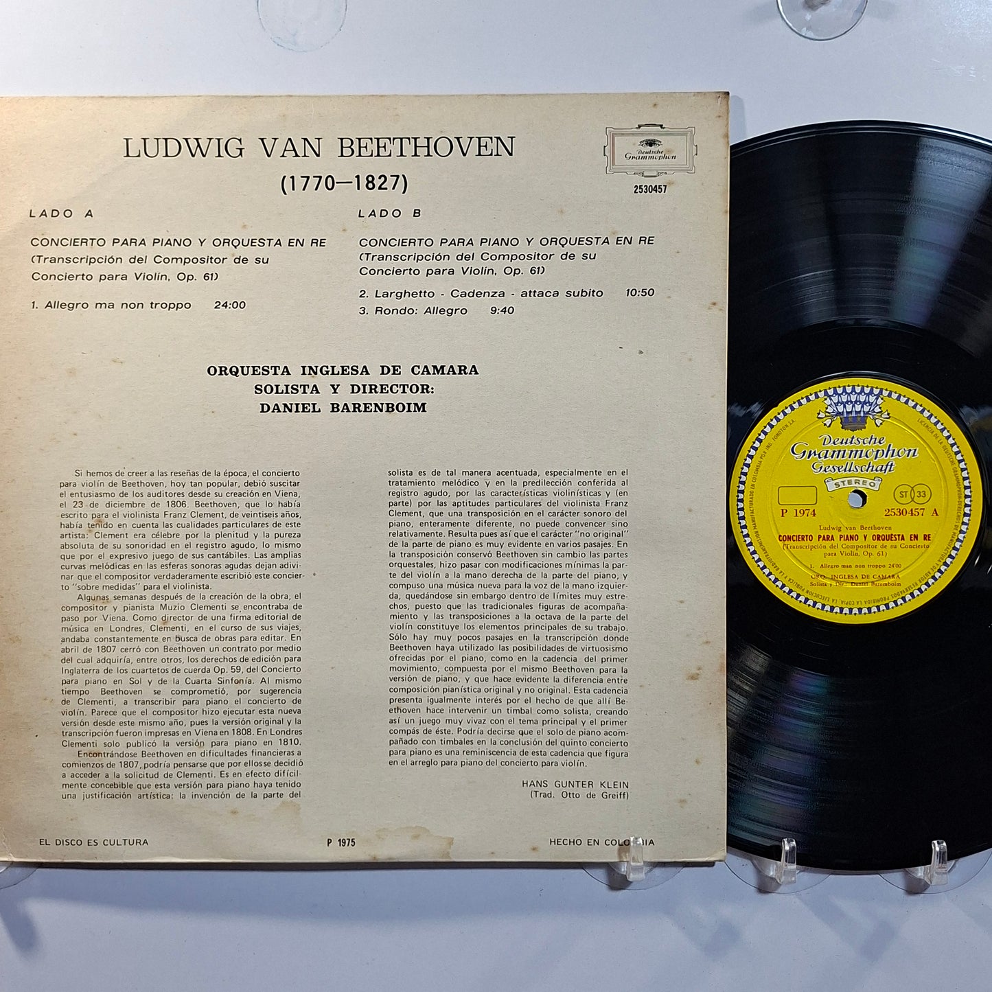 lp Daniel Barenboim Beethoven Piano Concerto In D Major Ubertragung Des Violinkonzertes Op 61 made colombia 1978 clasico