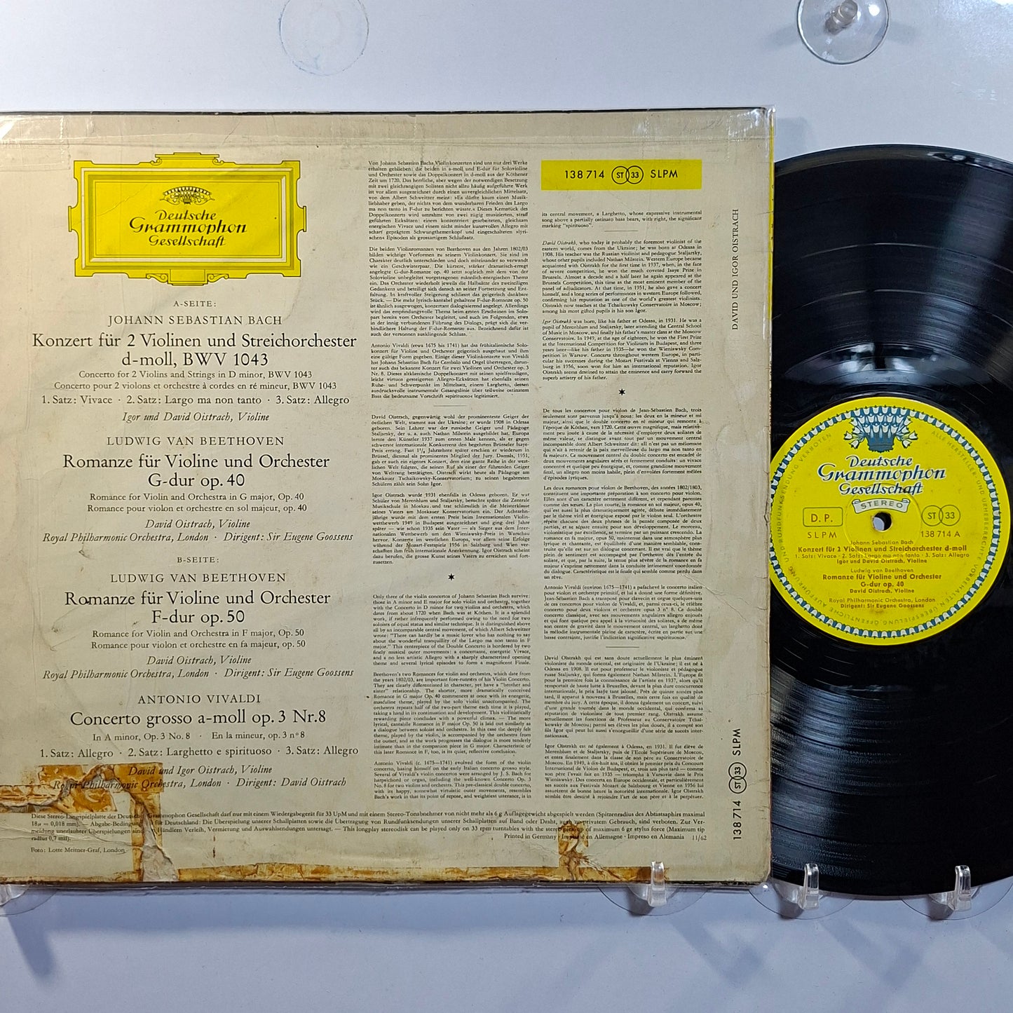lp David Und Igor Oistrach Bach Beethoven Vivaldi made alemania 1964 clasico
