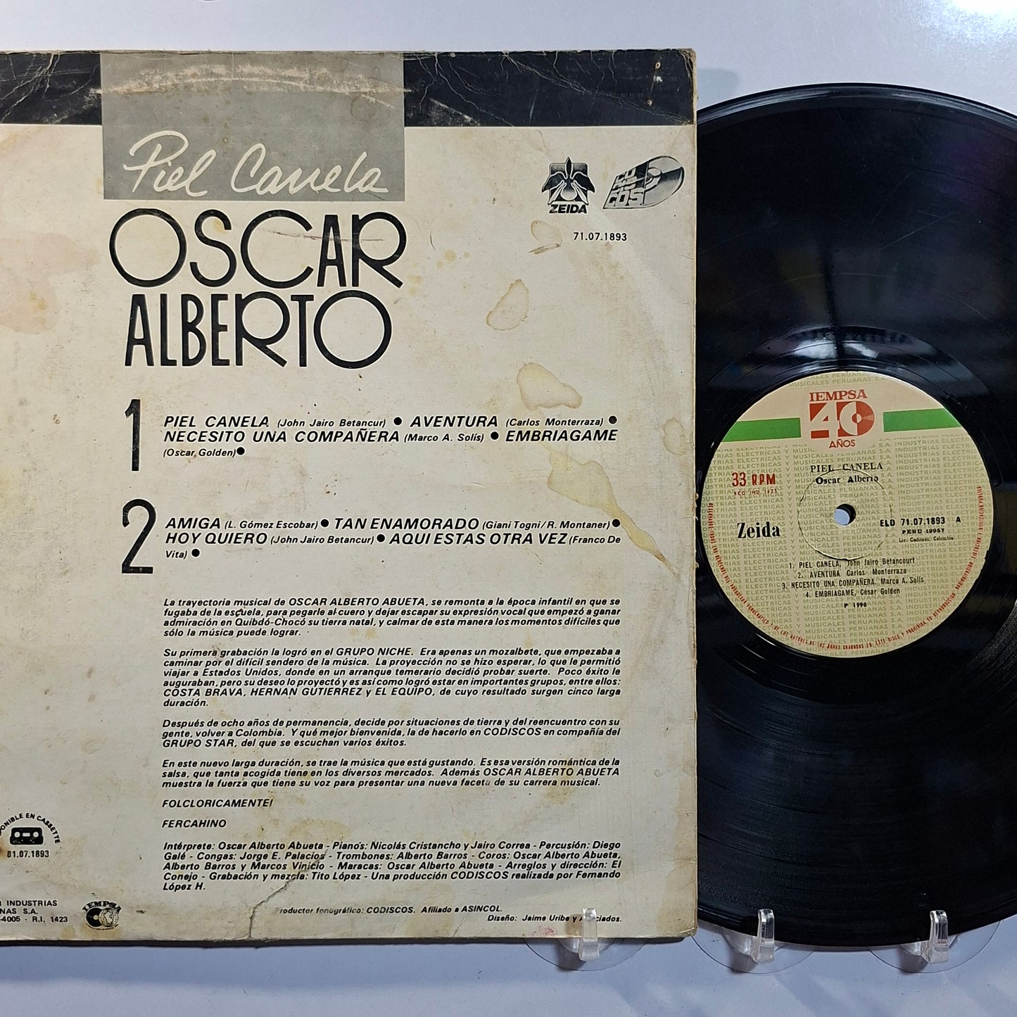 lp Oscar Alberto Piel Canela made peru 1989 salsa